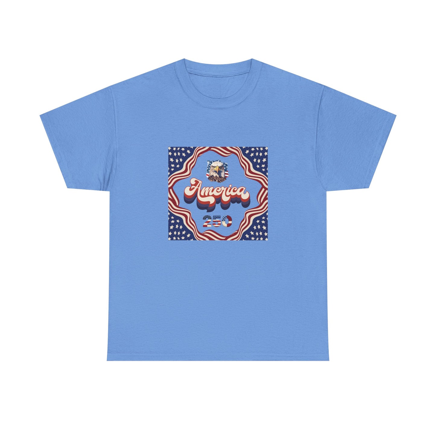 Unisex Heavy Cotton T-Shirt — Retro "America 250" Patriotic Eagle Graphic: 4th of July Celebration Tee