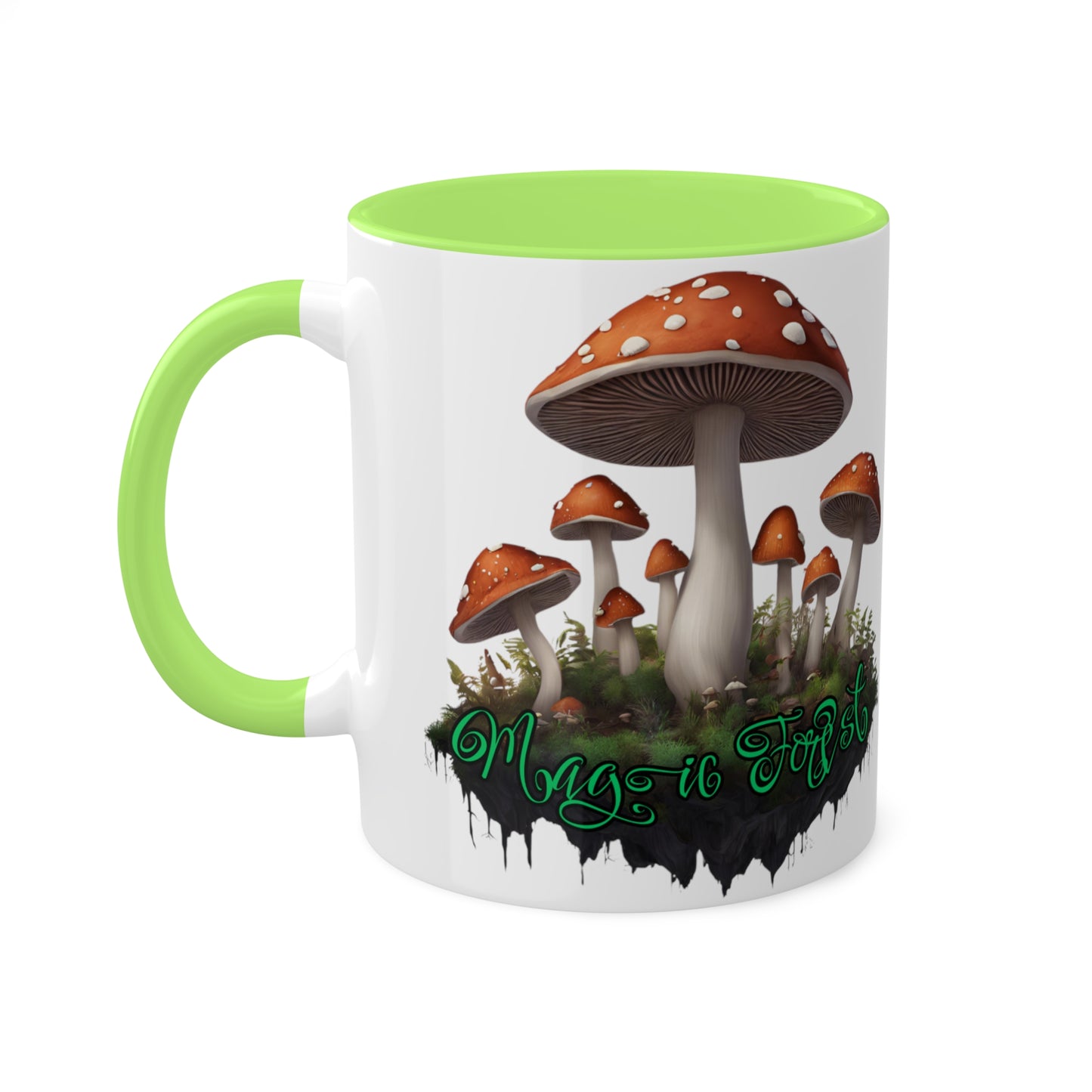 "Floating Magic Forest"  White with Colorful Accents, 11 oz Mug