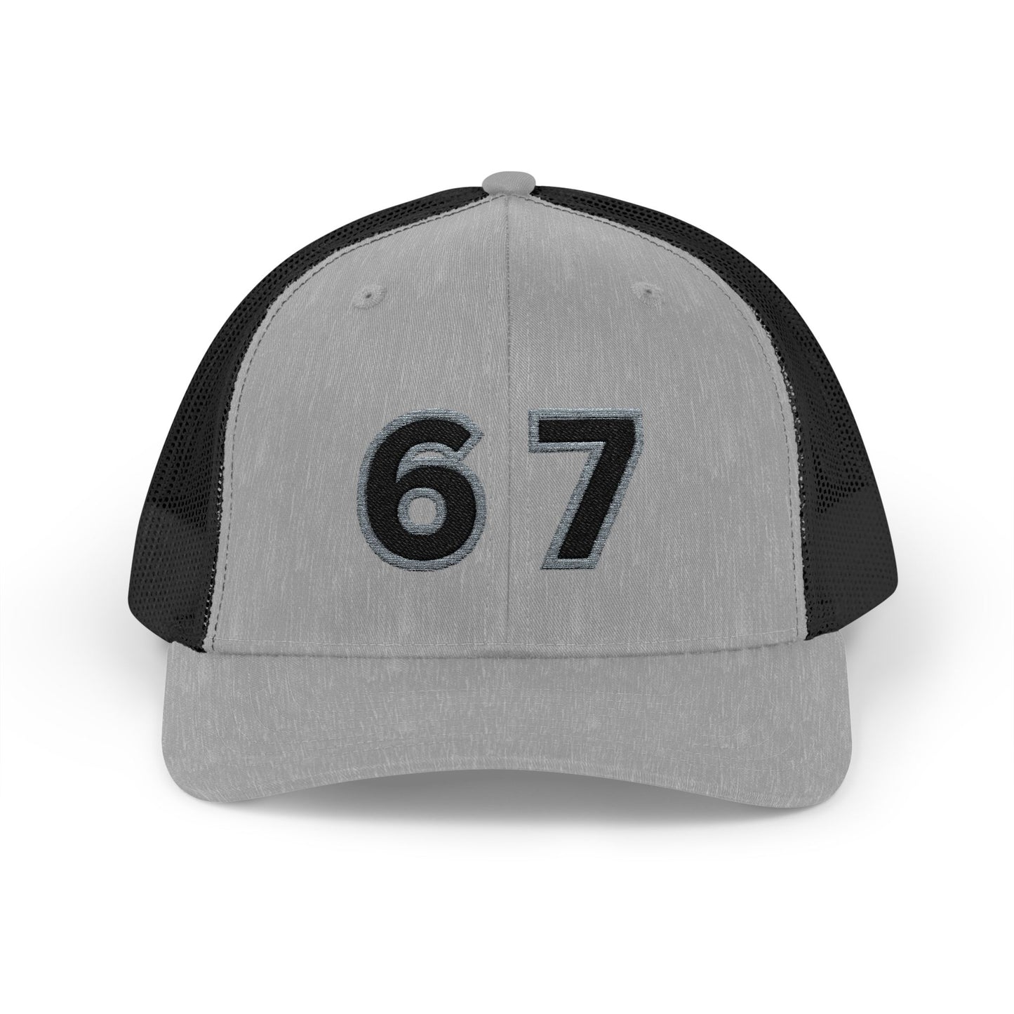 Embroidered '67' Mesh Snapback Trucker Cap — Vintage Number Baseball Hat