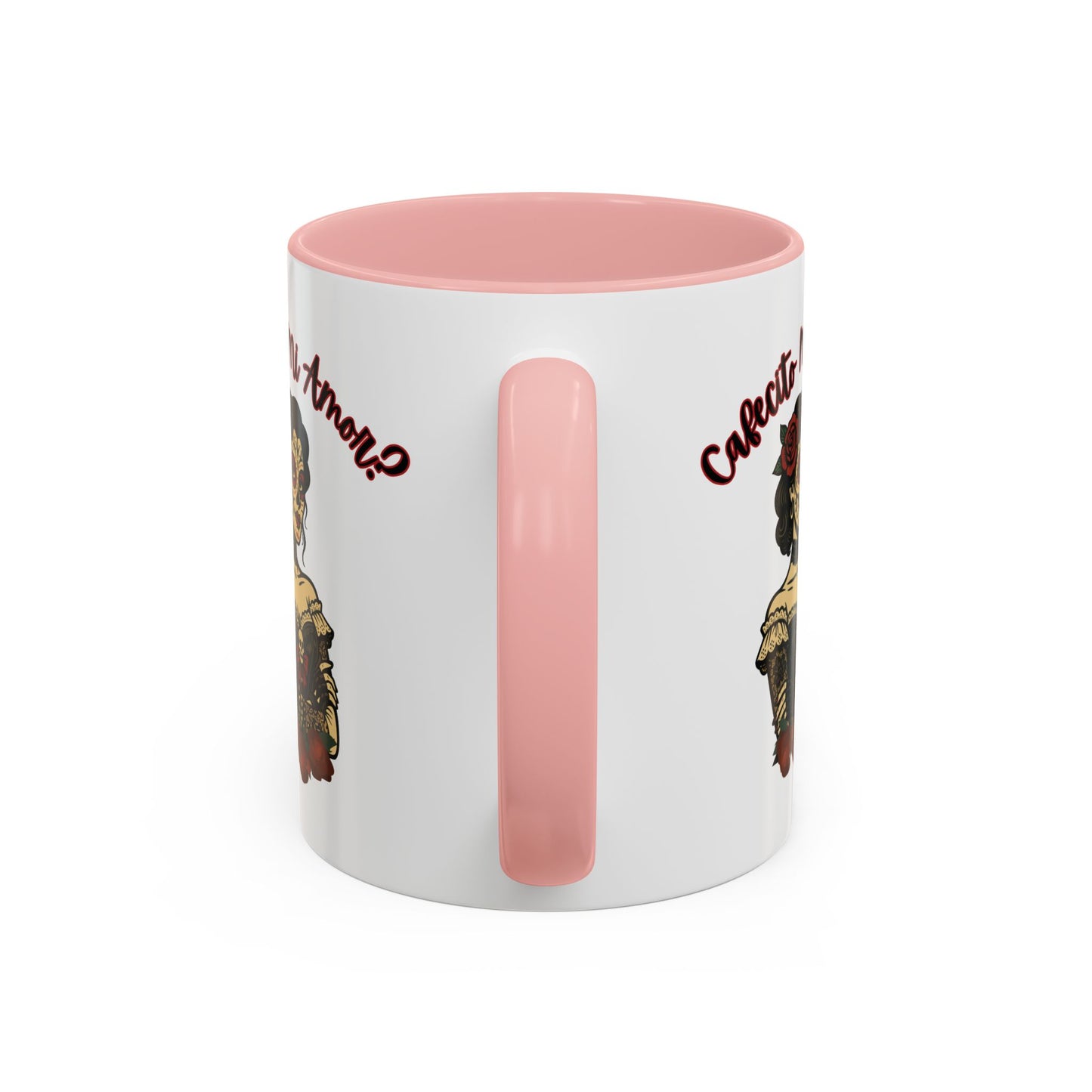 "Cafecito Mi Amor?" Sugar Skull Style , Colorful Accent, 11oz and 15oz Coffee Mug.  A great Day of the Dead  or Halloween Gift!