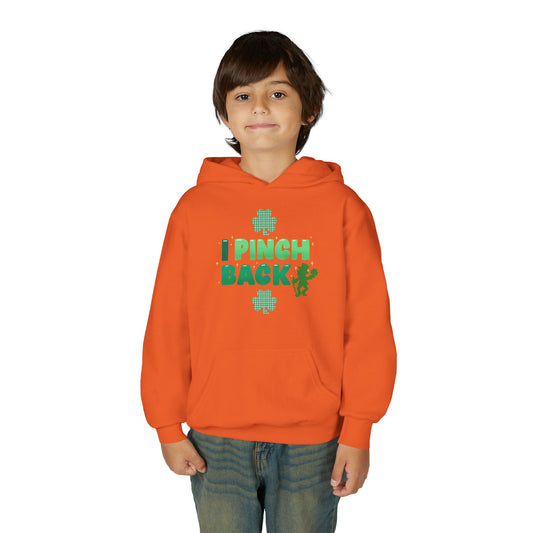Youth St. Patrick's Day Hoodie — "I Pinch Back" Shamrock (Approach With Caution-LOL)