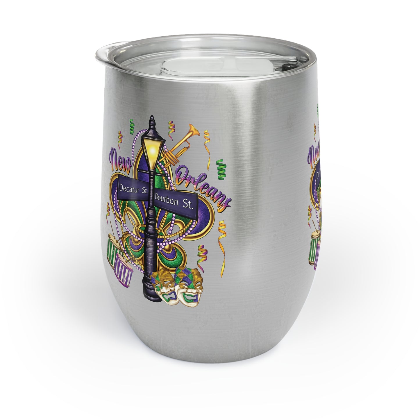 Mardi Gras French Quarter  16oz Wine Tumbler — Colorful New Orleans Party Design