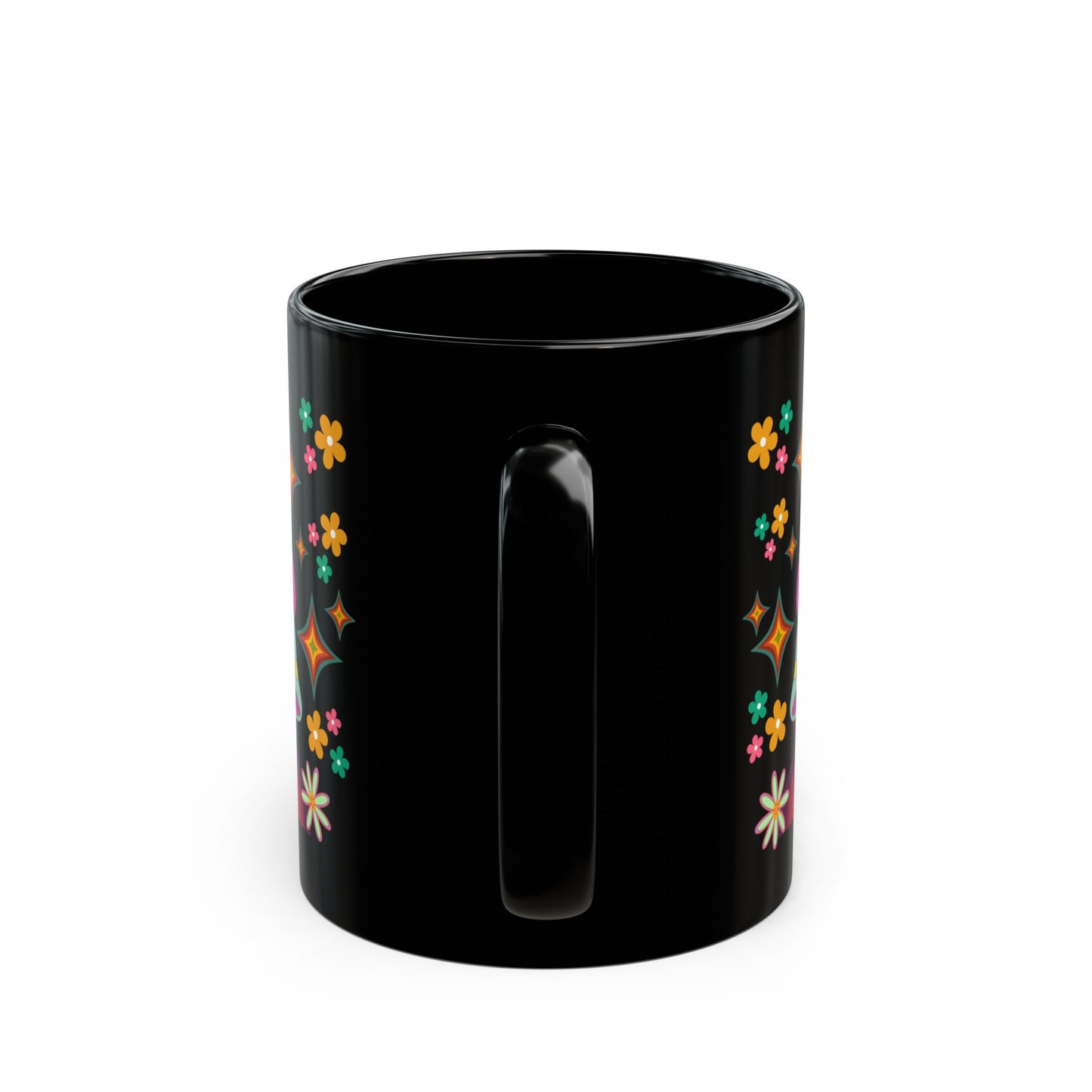 "Extra Groovy Mushrooms", Black Mug 11 oz