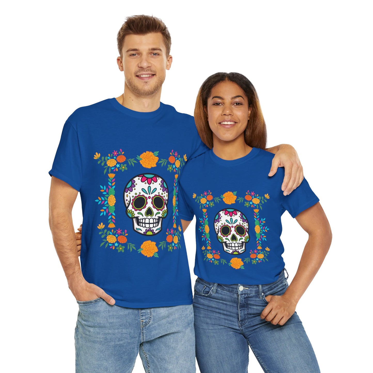 "Day of the Dead" Unisex Heavy Cotton Tee, Colorful Sugar Skull Design!
