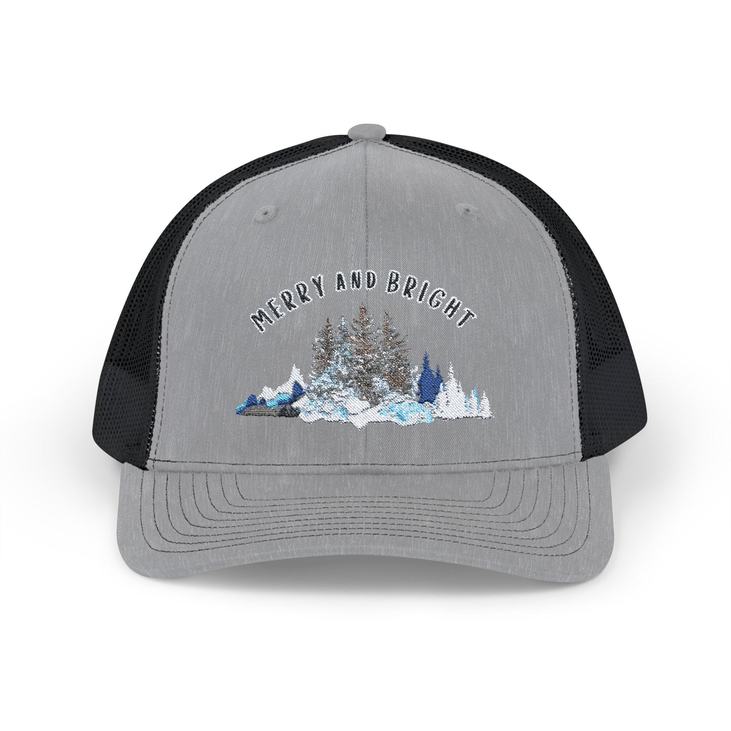 "Merry and Bright" Embroidered Snapback Trucker Cap