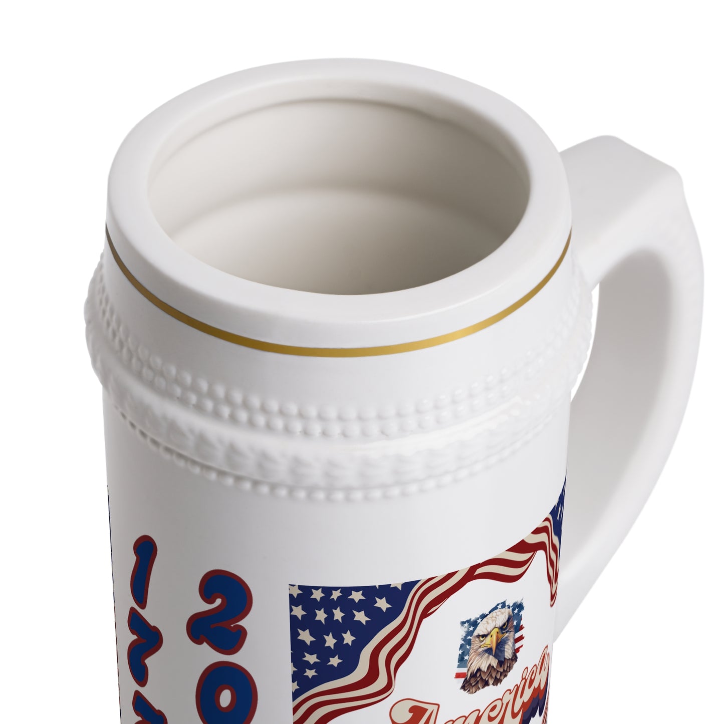 America 250 Ceramic Beer Stein — Patriotic 4th of July Anniversary Mug