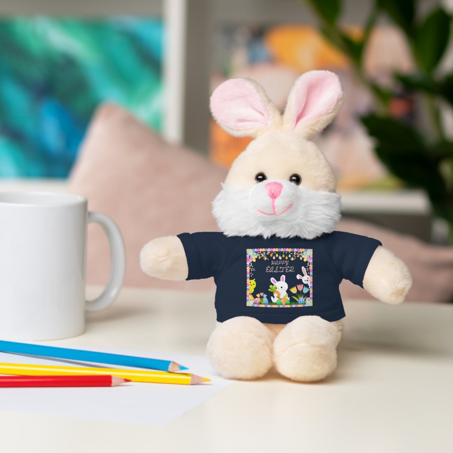 " Happy Easter" Stuffed Animals with Tee, Bunny and Lamb