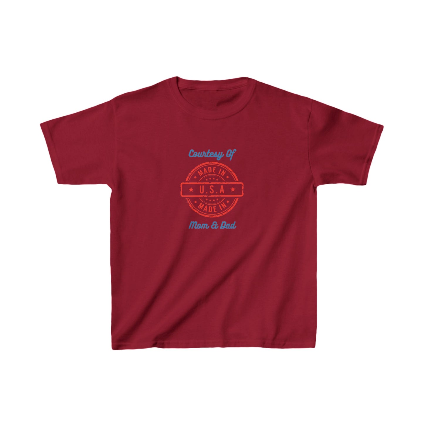 "Made In The USA Courtesy Of Mom And Dad" Kids Heavy Cotton™ Tee