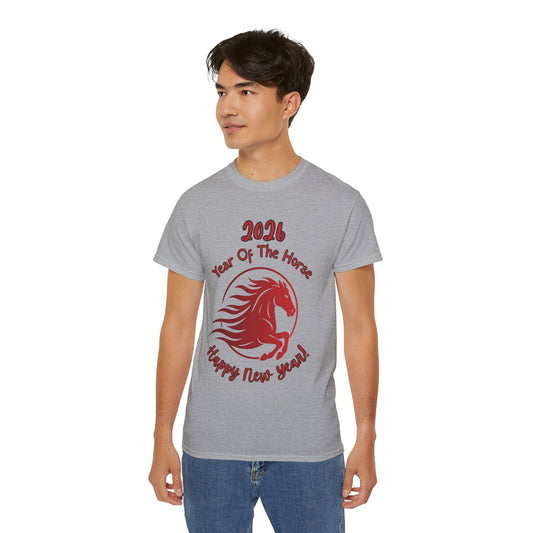 2026 "Year of the Horse" Tee — "Happy New Year" Lunar/ Chinese New Year, Unisex Adult T-Shirt