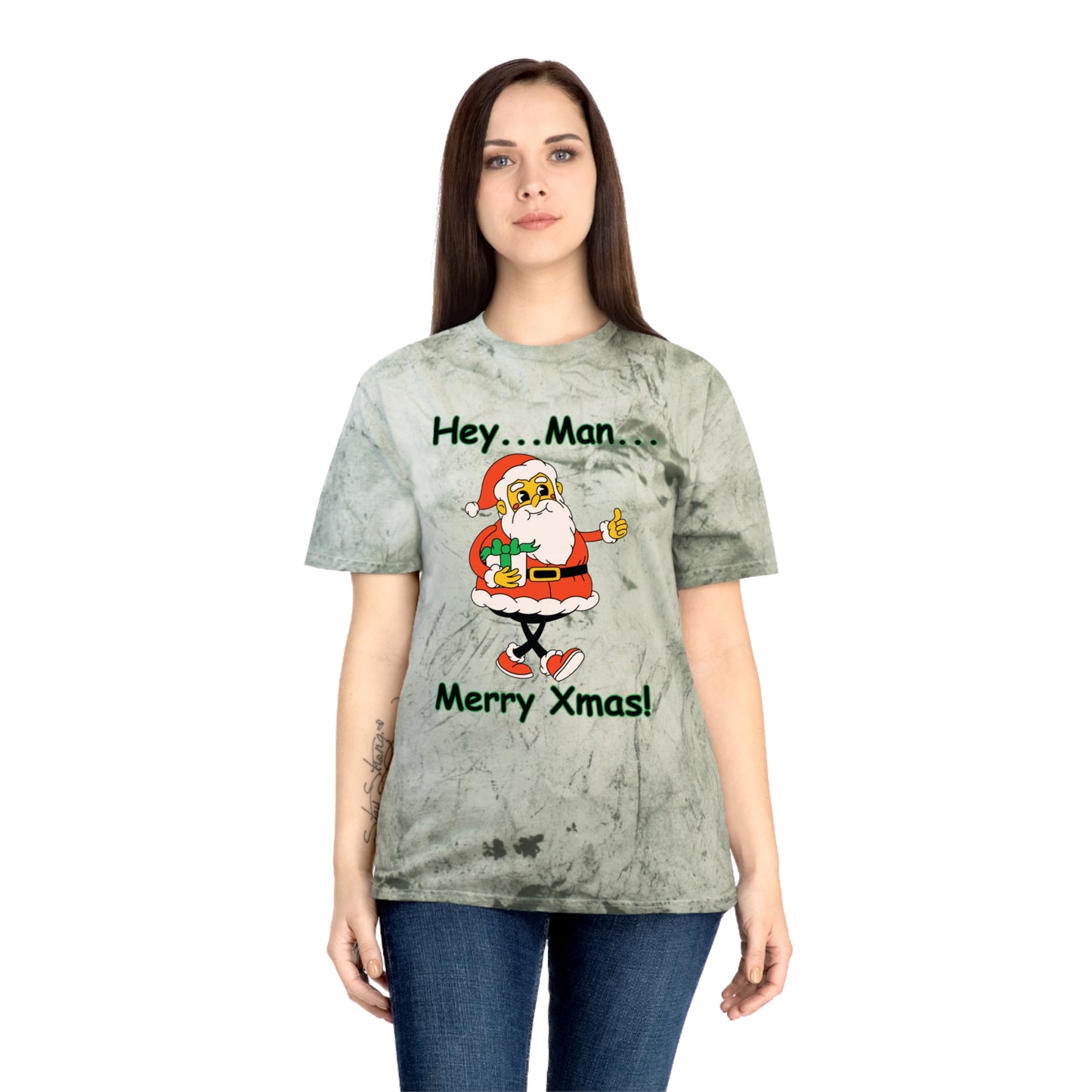 Hey...Man... Merry Xmas! Tie-Dye  Style Unisex Christmas Santa Tee - A Great Gift For Those Who Love A Reto Vibe!