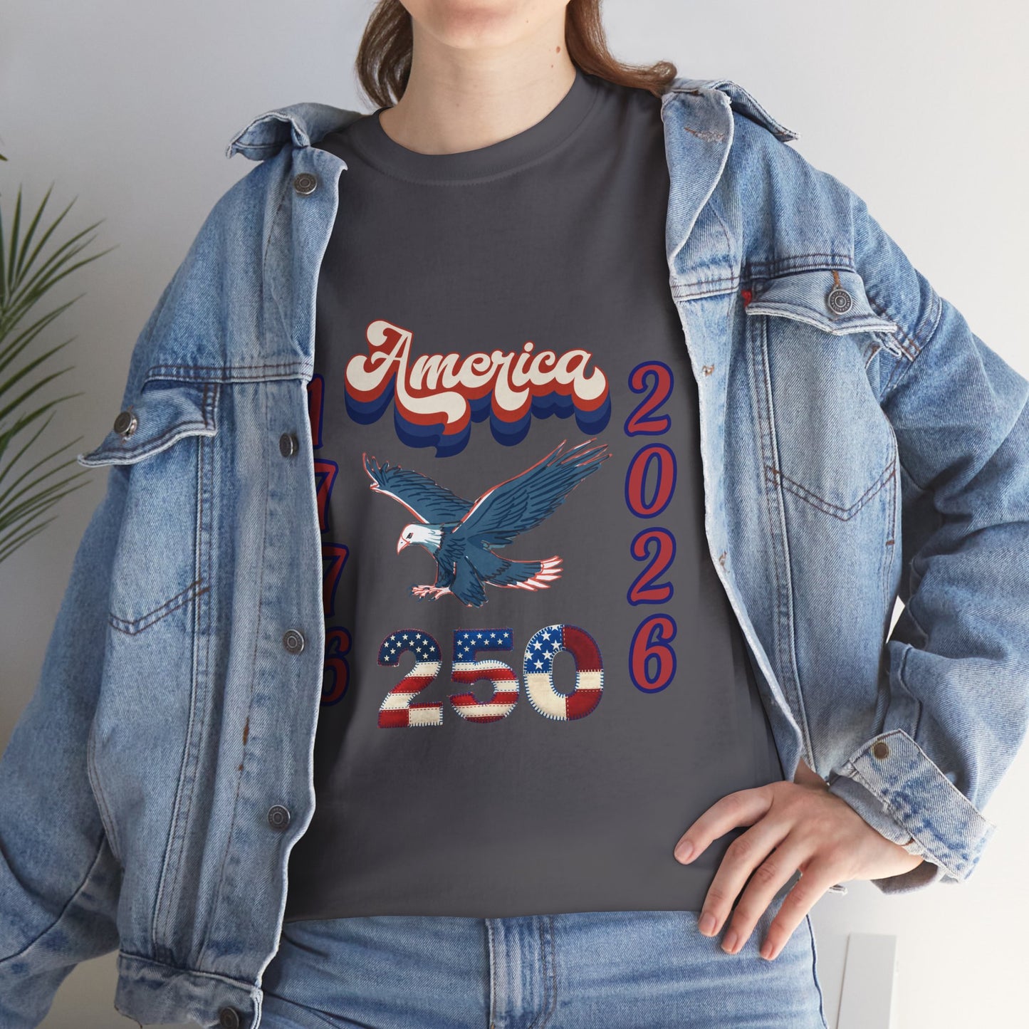 "America 1776-2026" Patriotic Eagle, Unisex Heavy Cotton T-Shirt — Our 250 YR. Celebration Tee!