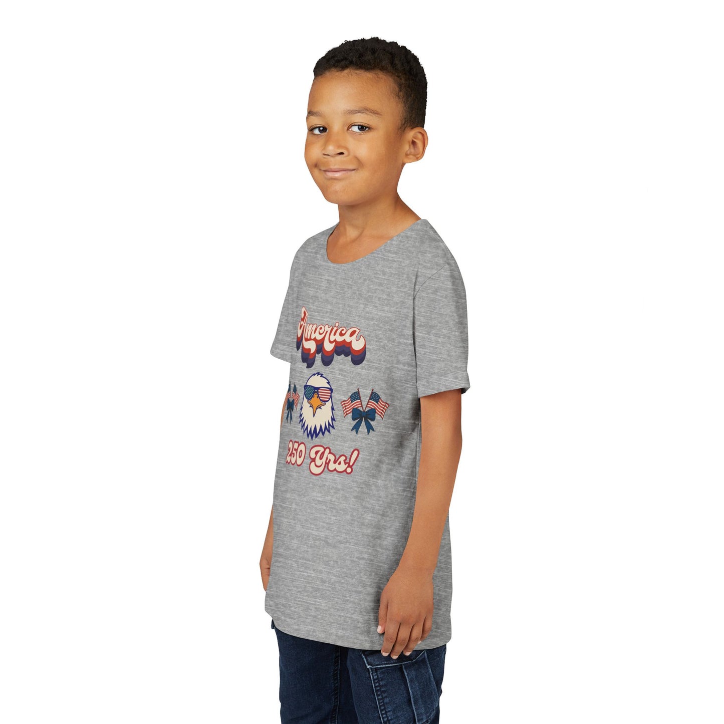 Youth Tee — Retro "America 250 yrs!" Eagle Independence Day T-Shirt