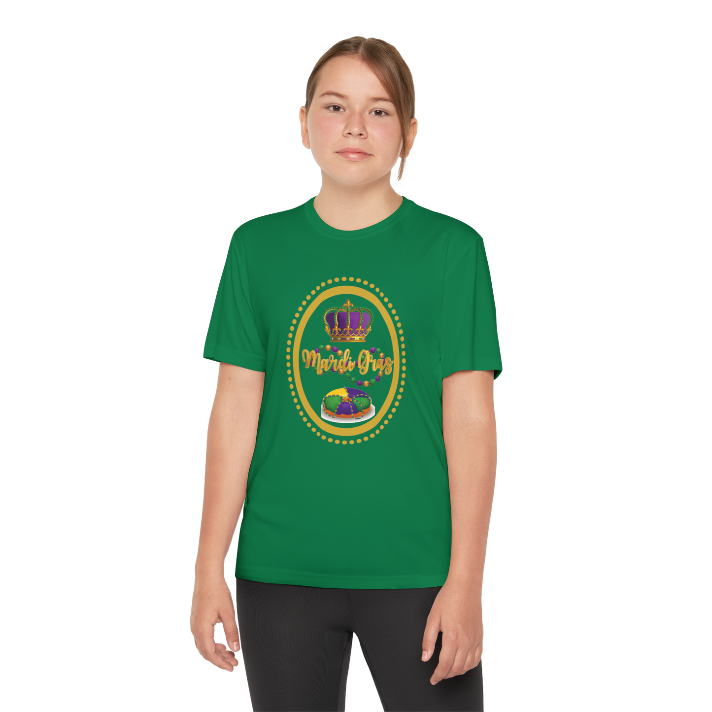 "Mardi Gras King Cake" Youth Tee — Vibrant Parade & Party Shirt!