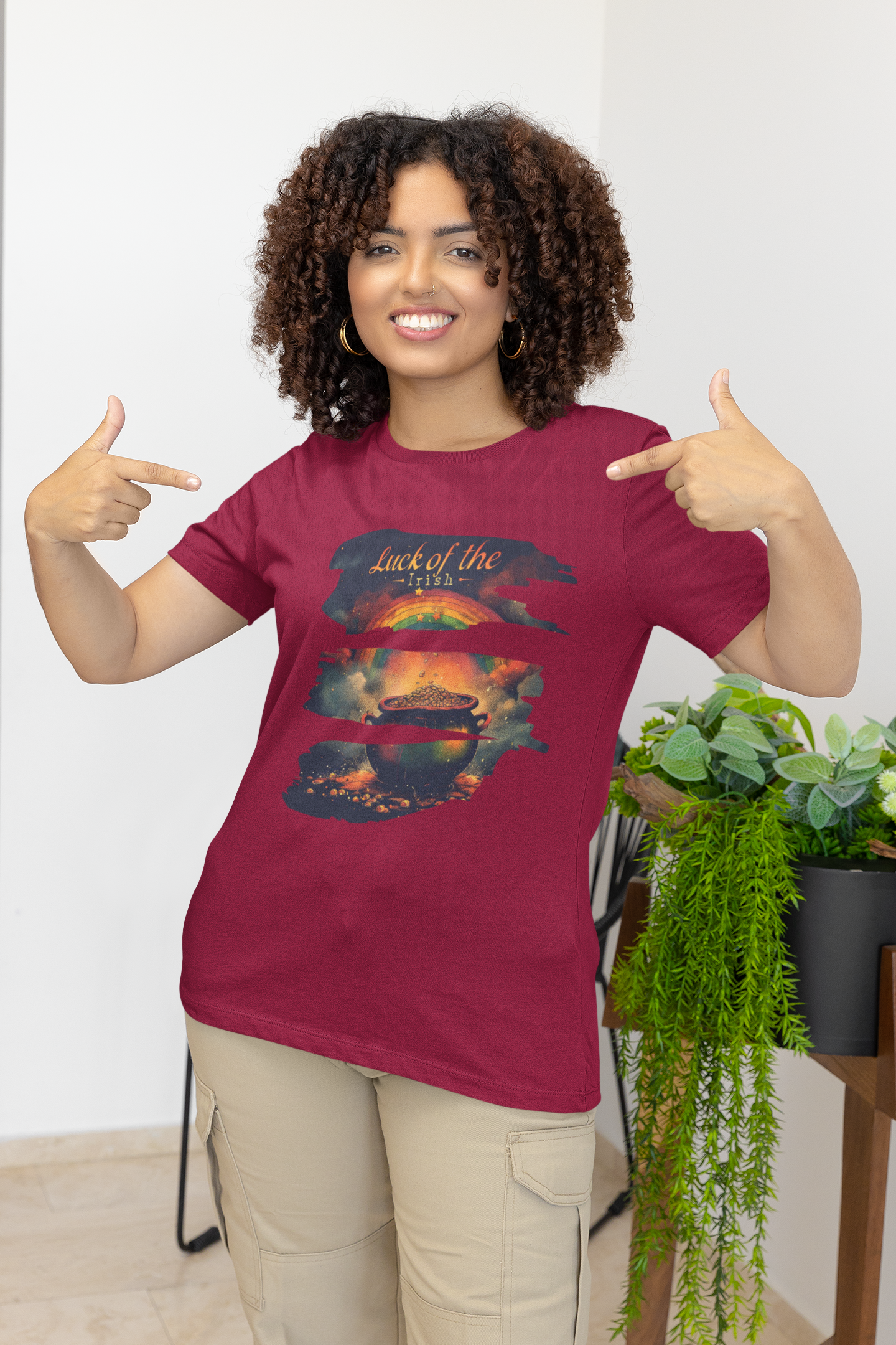 "Luck of the Irish"  Unisex Lightweight Cotton T-Shirt — Featuring An "Avant Garde" Rendition Of The Pot Of Gold At The End Of The Rainbow!