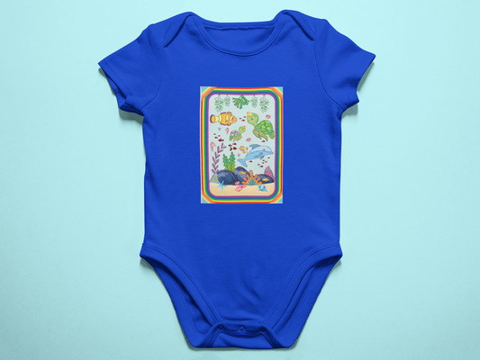 "Sea Life" Infant Bodysuit — Colorful Underwater Animals Rainbow Graphic