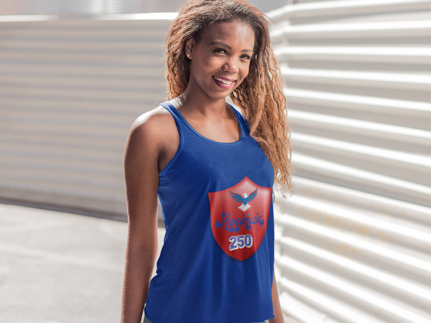 "America 250 Racerback" Tank — Women's Patriotic USA Anniversary Tank Top