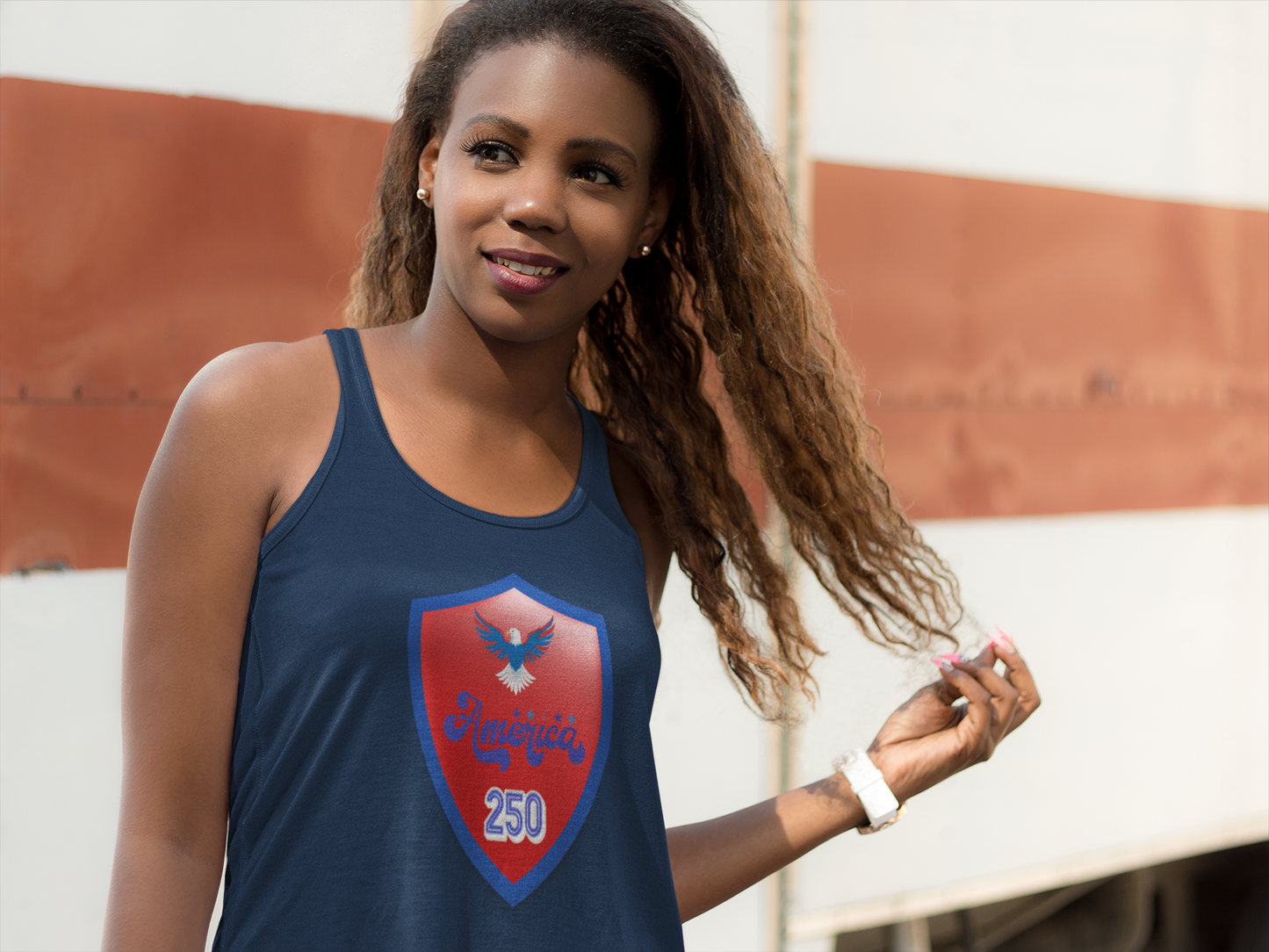 "America 250 Racerback" Tank — Women's Patriotic USA Anniversary Tank Top