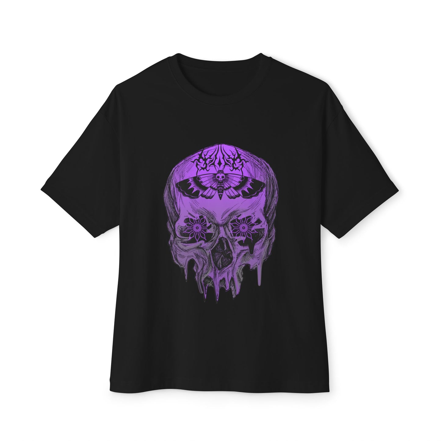 Edgy "Goth Skull" Graphic Oversize Unisex T-Shirt for Halloween, Festivals and Alternative Fashion, Cool Casual Wear