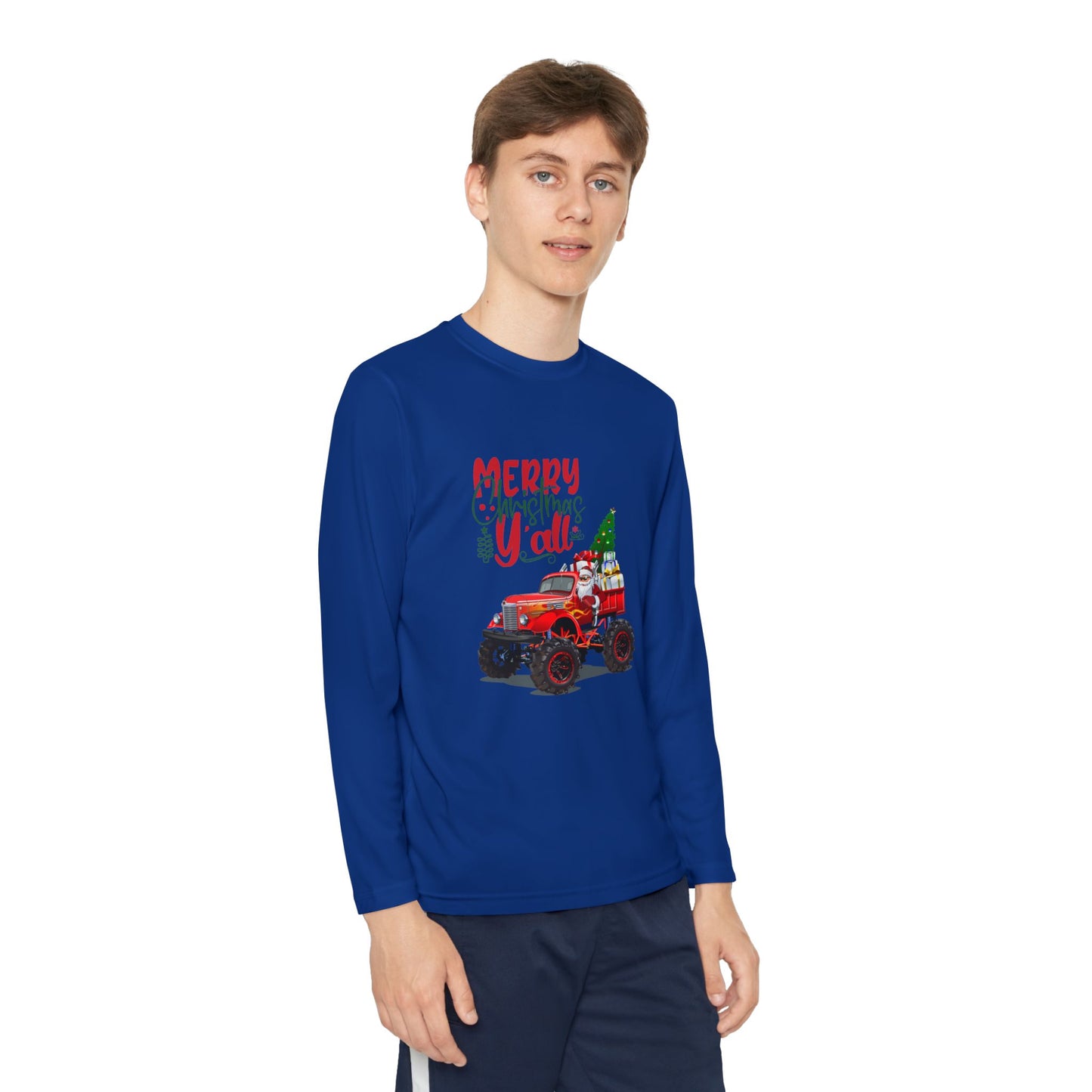"Merry Christnas Y'all" Youth Long Sleeve Competitor Tee