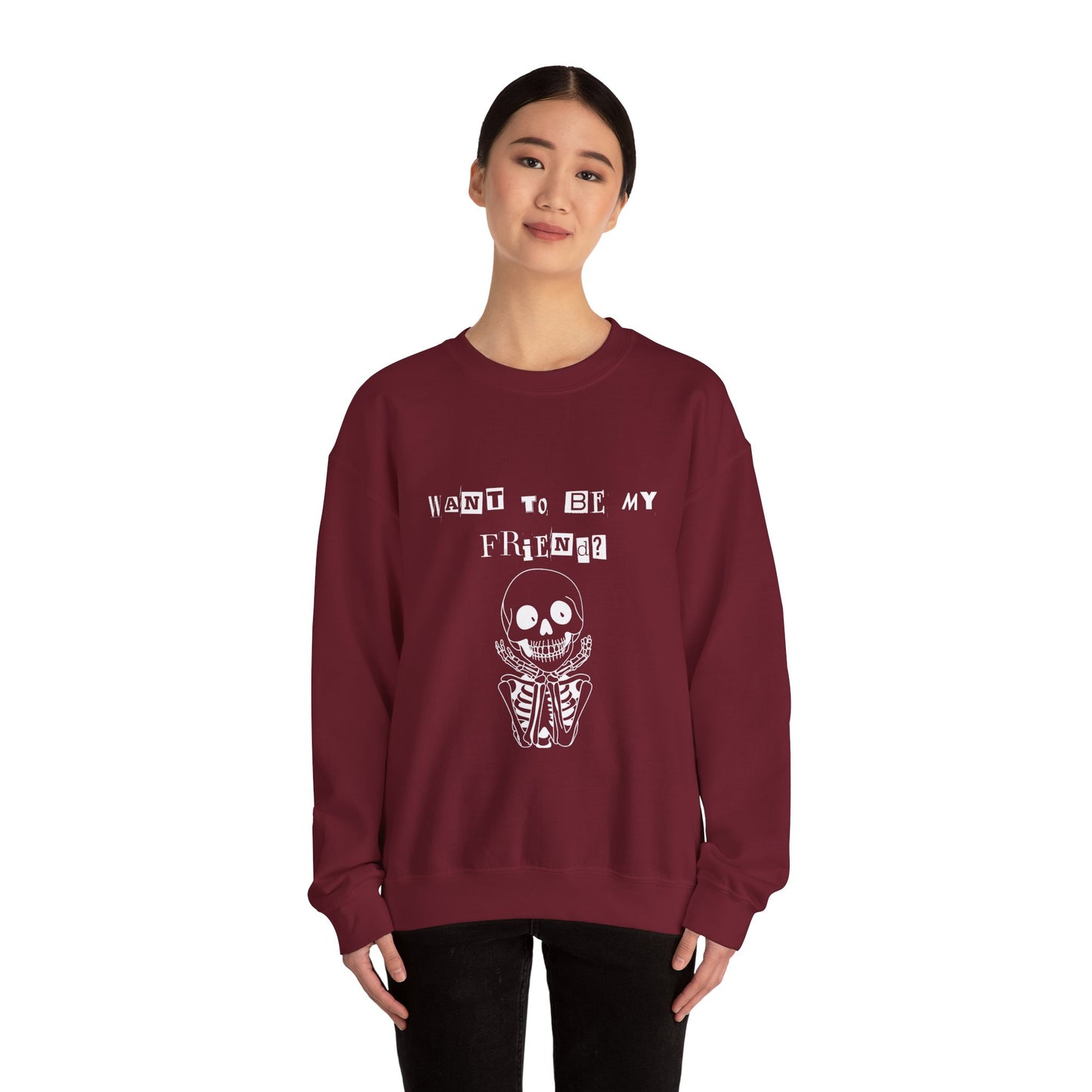 "Do You Want To Be My Friend?" Cozy and Quirky  Unisex Crewneck Sweatshirt for Halloween!