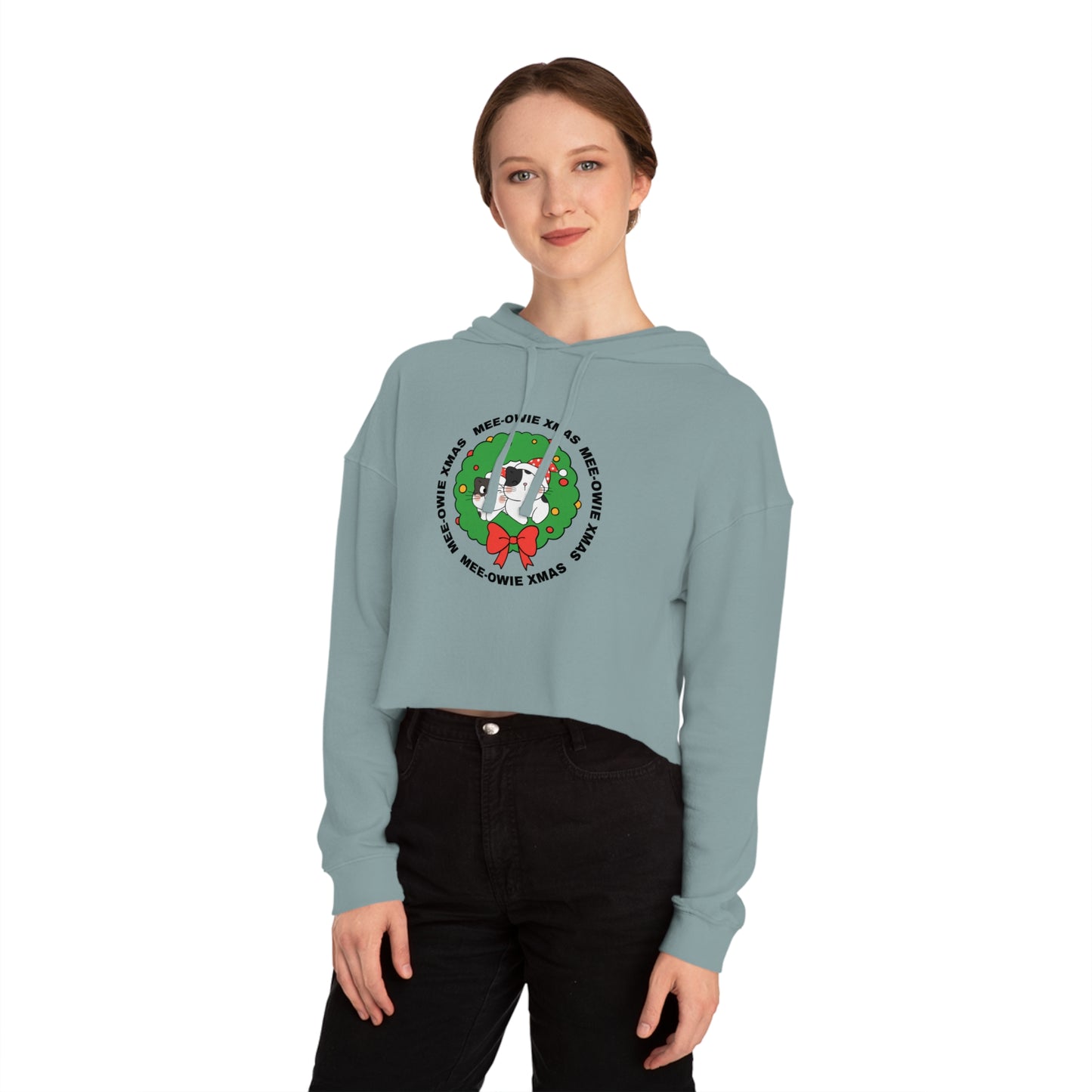 "MEE-OWIE XMAS"  Women’s Cropped Hooded Sweatshirt
