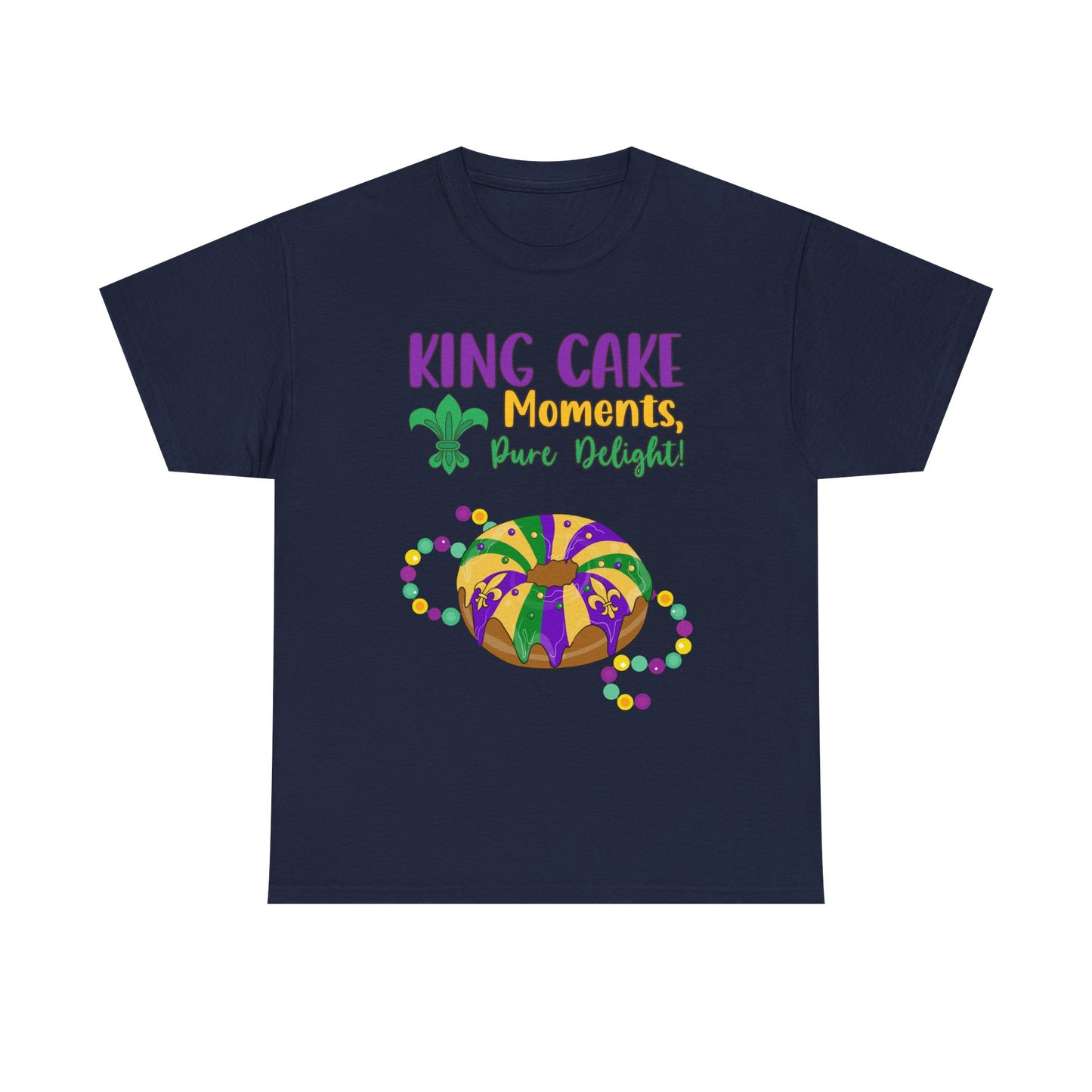 "Mardi Gras King Cake" Unisex Heavy Cotton  Adult Tee — "A King Cake Moment — Pure Delight"
