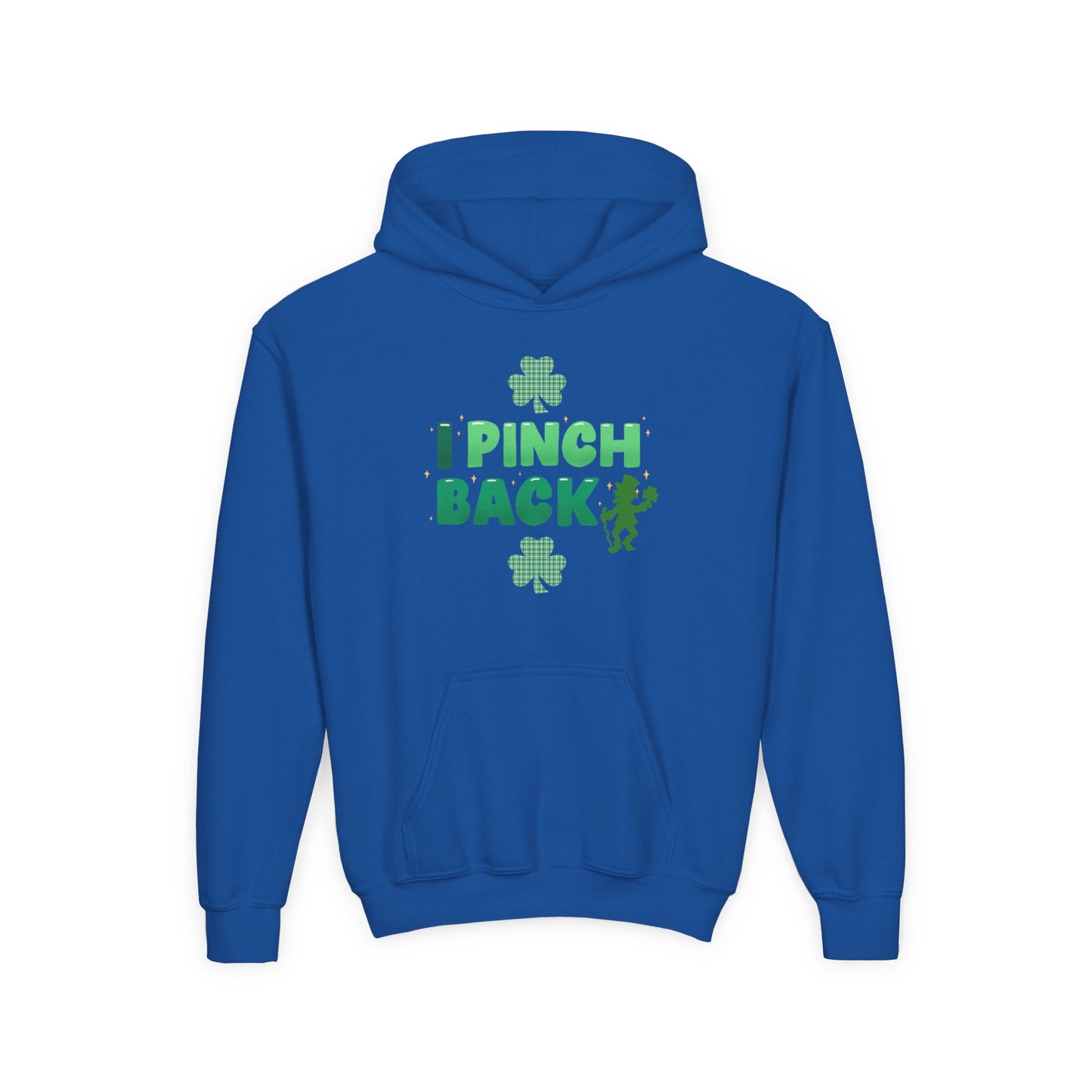 Youth St. Patrick's Day Hoodie — "I Pinch Back" Shamrock (Approach With Caution-LOL)