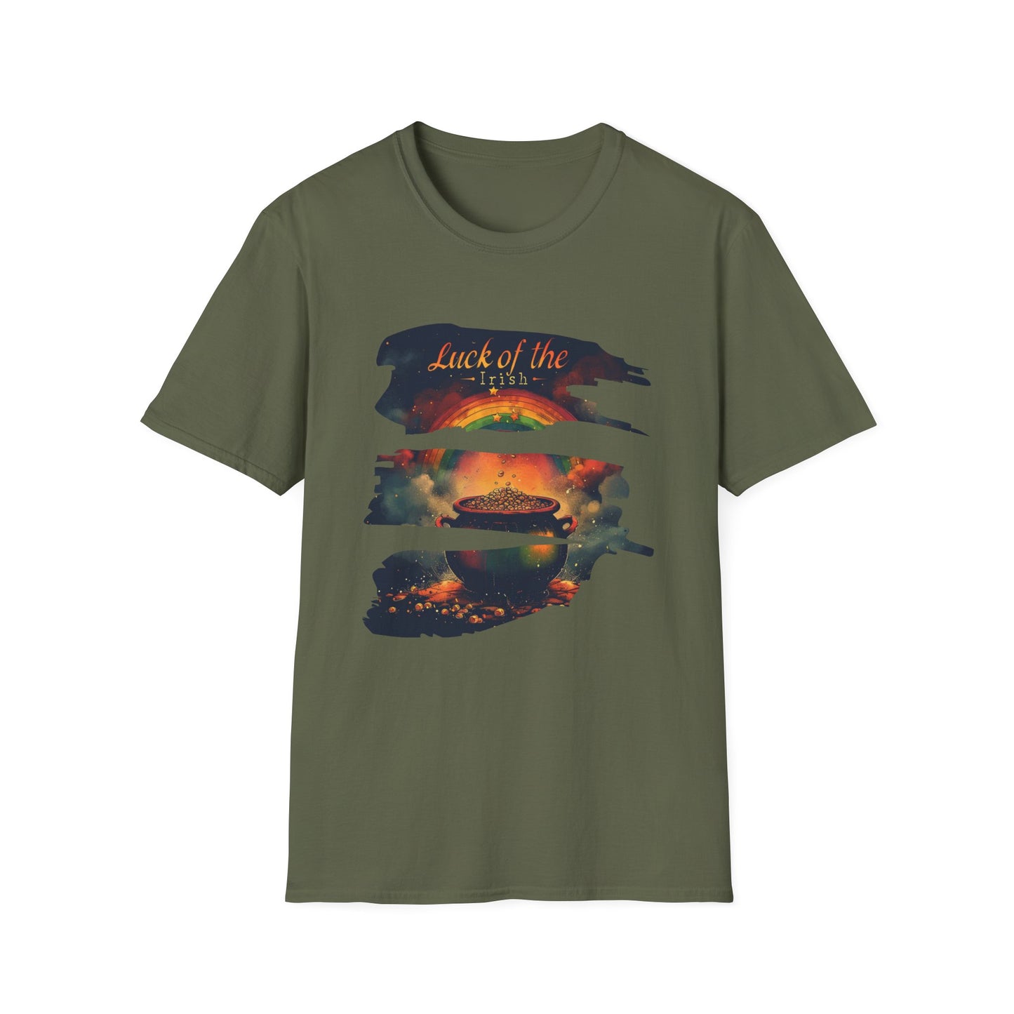 "Luck of the Irish"  Unisex Lightweight Cotton T-Shirt — Featuring An "Avant Garde" Rendition Of The Pot Of Gold At The End Of The Rainbow!