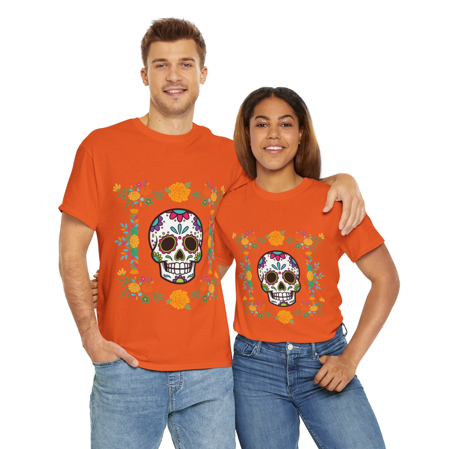 "Day of the Dead" Unisex Heavy Cotton Tee, Colorful Sugar Skull Design!