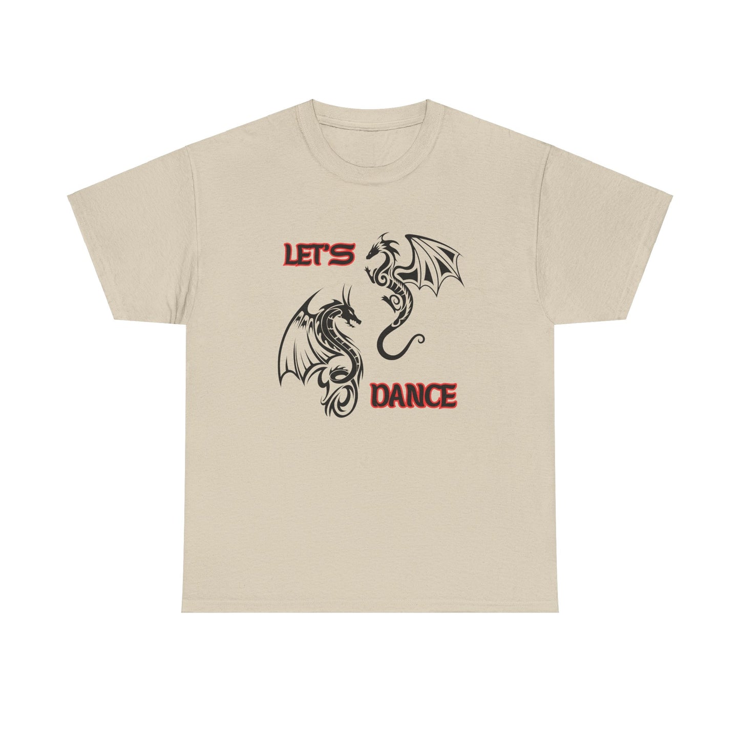 "Let's Dance" Unisex Heavy Cotton Tee, Black/Red Text