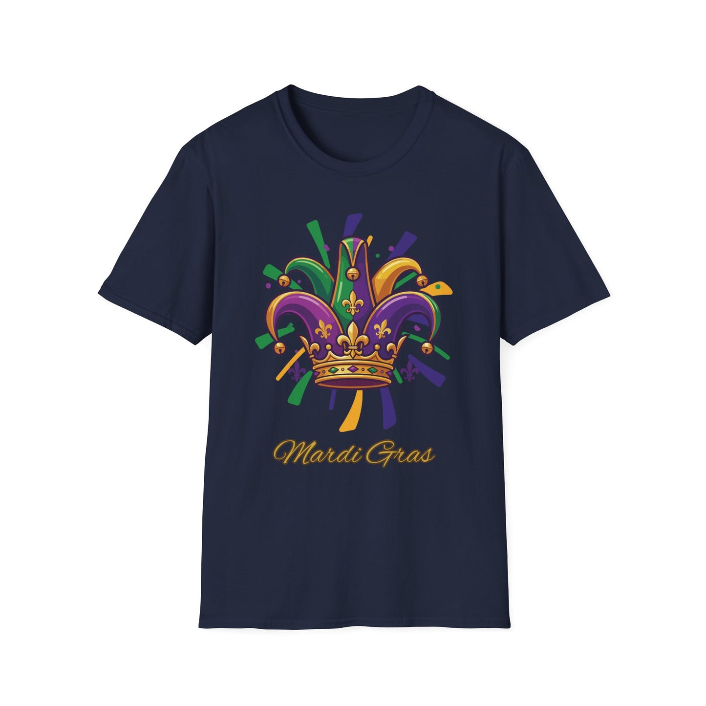 "Mardi Gras Jester Crown" T-Shirt — Colorful, Festive Tee To Wear Alone Or Layered Under A Jacket While Enjoying The Festivities!