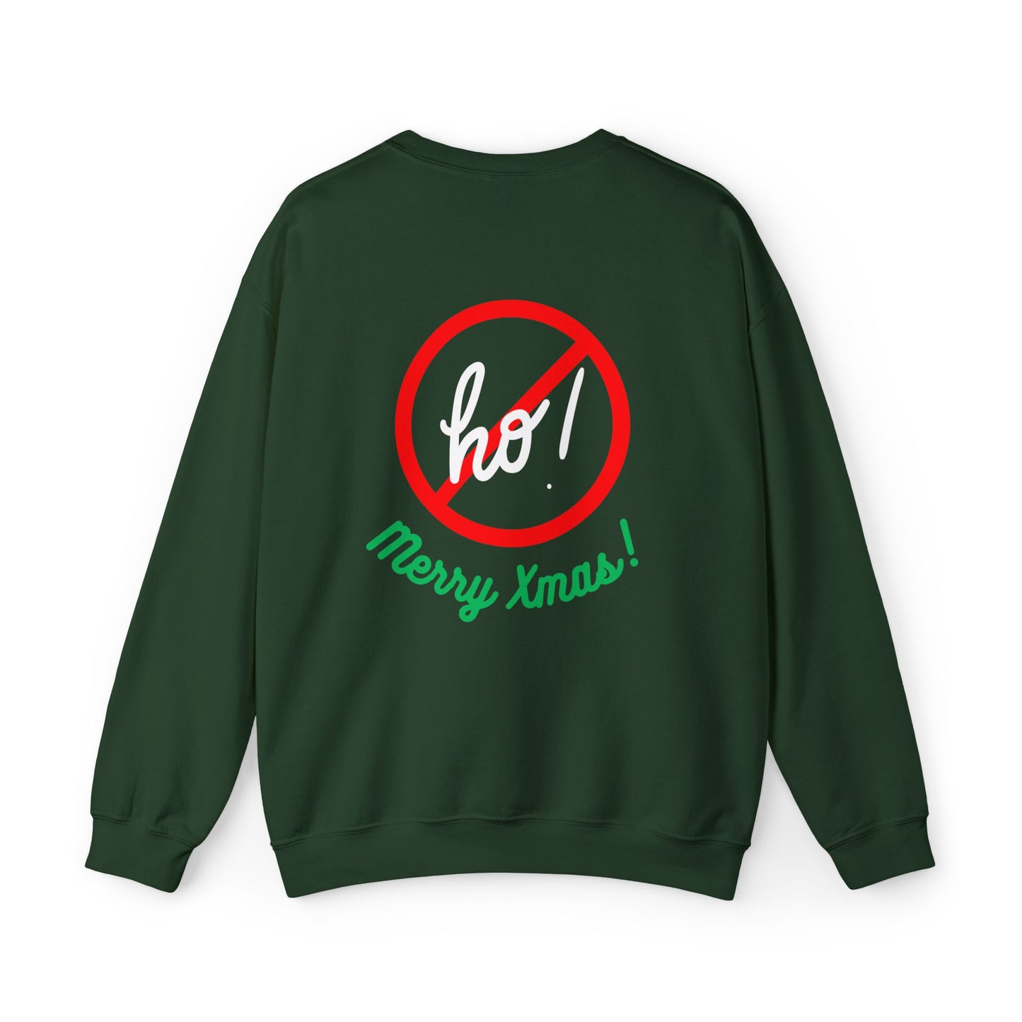 "Smiling (Brown) Santa - Ho Ho Ho!" Unisex Heavy Blend Sweatshirt, White Text