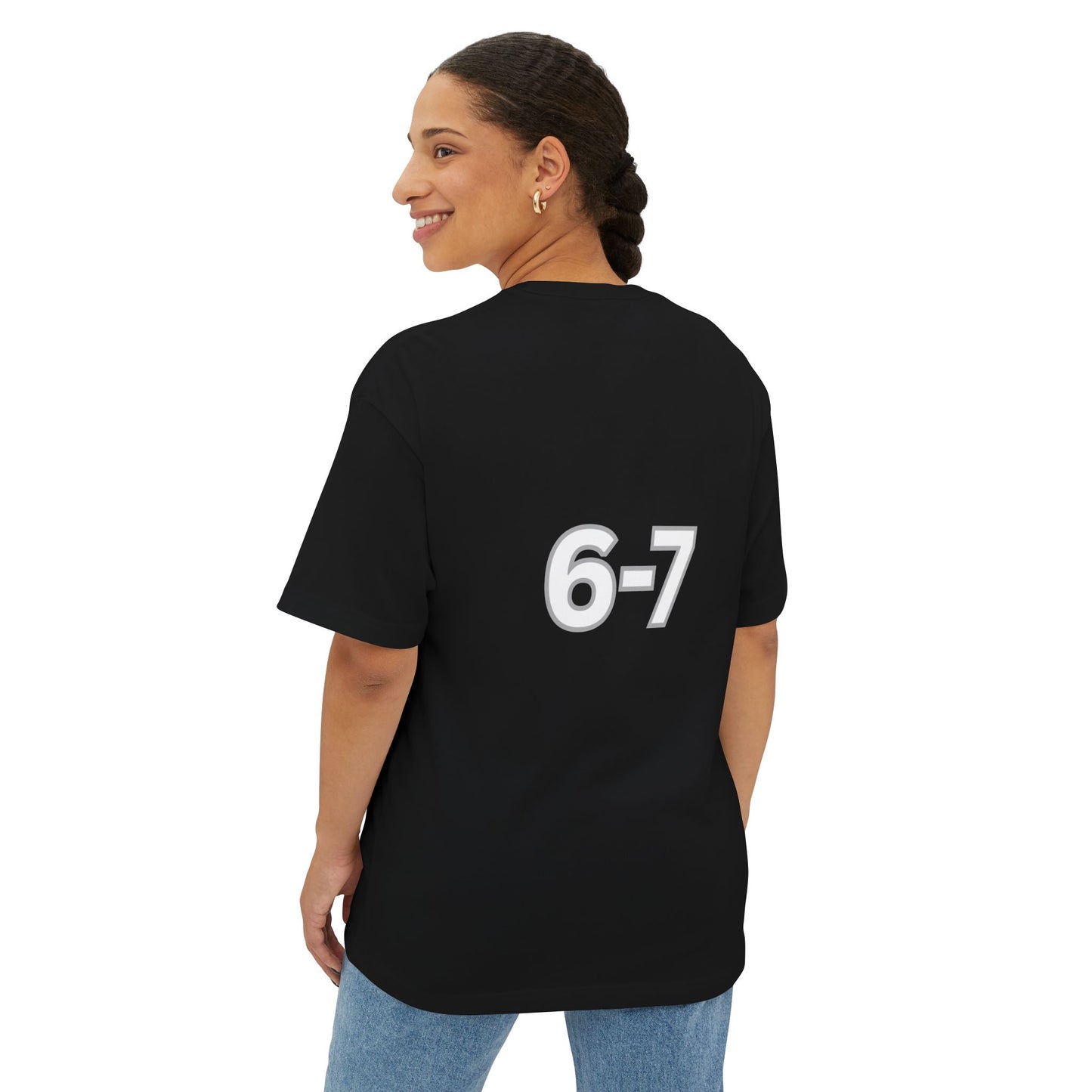 "6-7" Unisex Oversized Boxy Tee With Front And Back Graphics. Let Your Shirt Do The Talking!