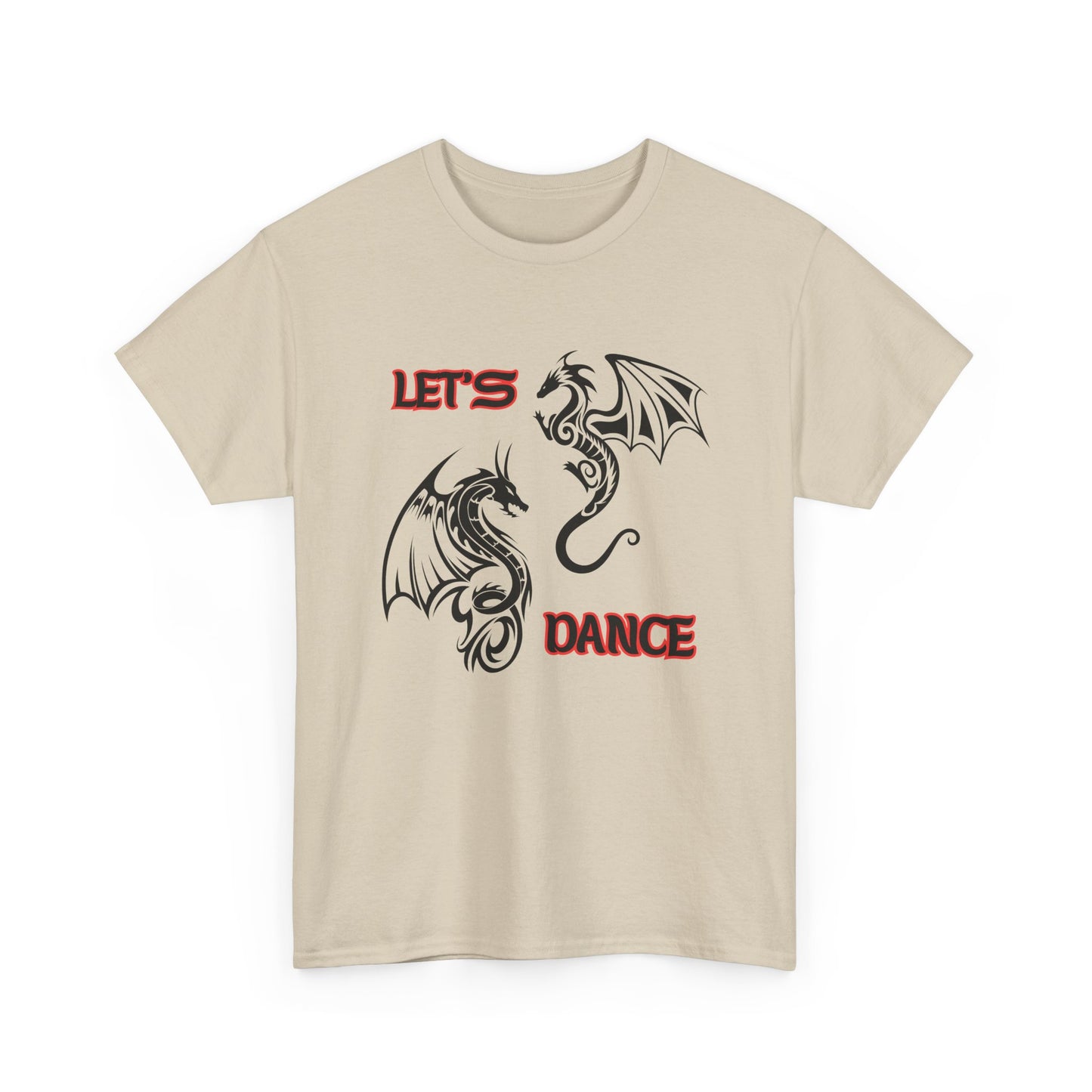 "Let's Dance" Unisex Heavy Cotton Tee, Black/Red Text