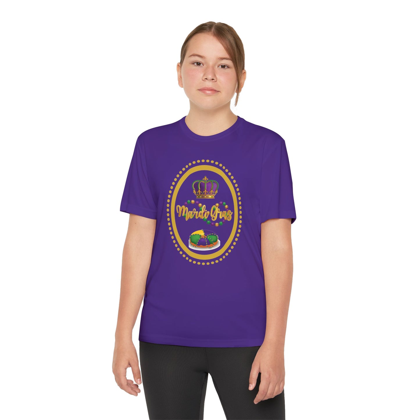"Mardi Gras King Cake" Youth Tee — Vibrant Parade & Party Shirt!