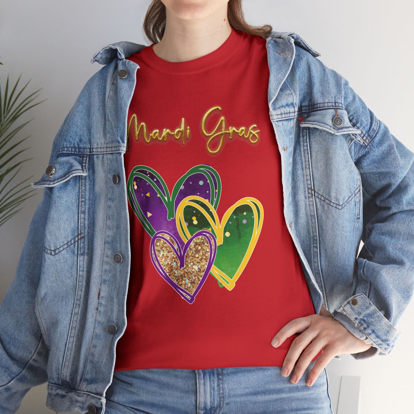 "Mardi Gras Hearts" Unisex T-Shirt.  A "Heart Felt"  Celebration Of Carnival In Purple, Green & Gold!
