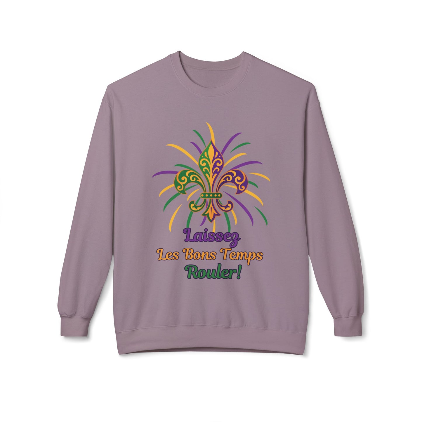 Mardi Gras Fleur-de-Lis Crewneck Sweatshirt — "Laissez Les Bons Temps Rouler!"