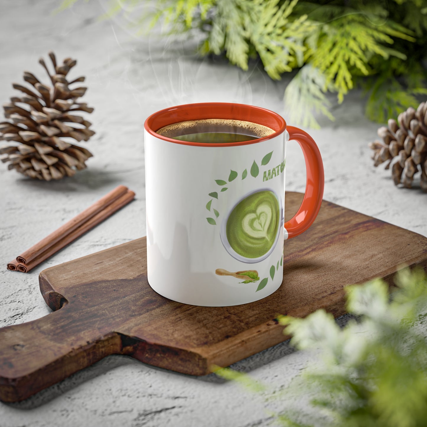 "Matcha Lover" Colorful Accent Mugs, 11 oz