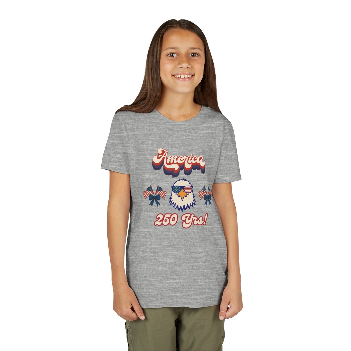 Youth Tee — Retro "America 250 yrs!" Eagle Independence Day T-Shirt