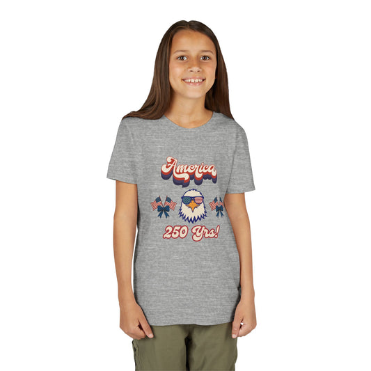 "Retro-America 250 yrs!" Eagle Independence Youth Tee Shirt