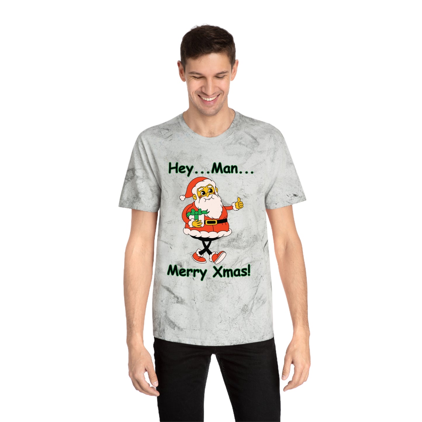 Hey...Man... Merry Xmas! Tie-Dye  Style Unisex Christmas Santa Tee - A Great Gift For Those Who Love A Reto Vibe!