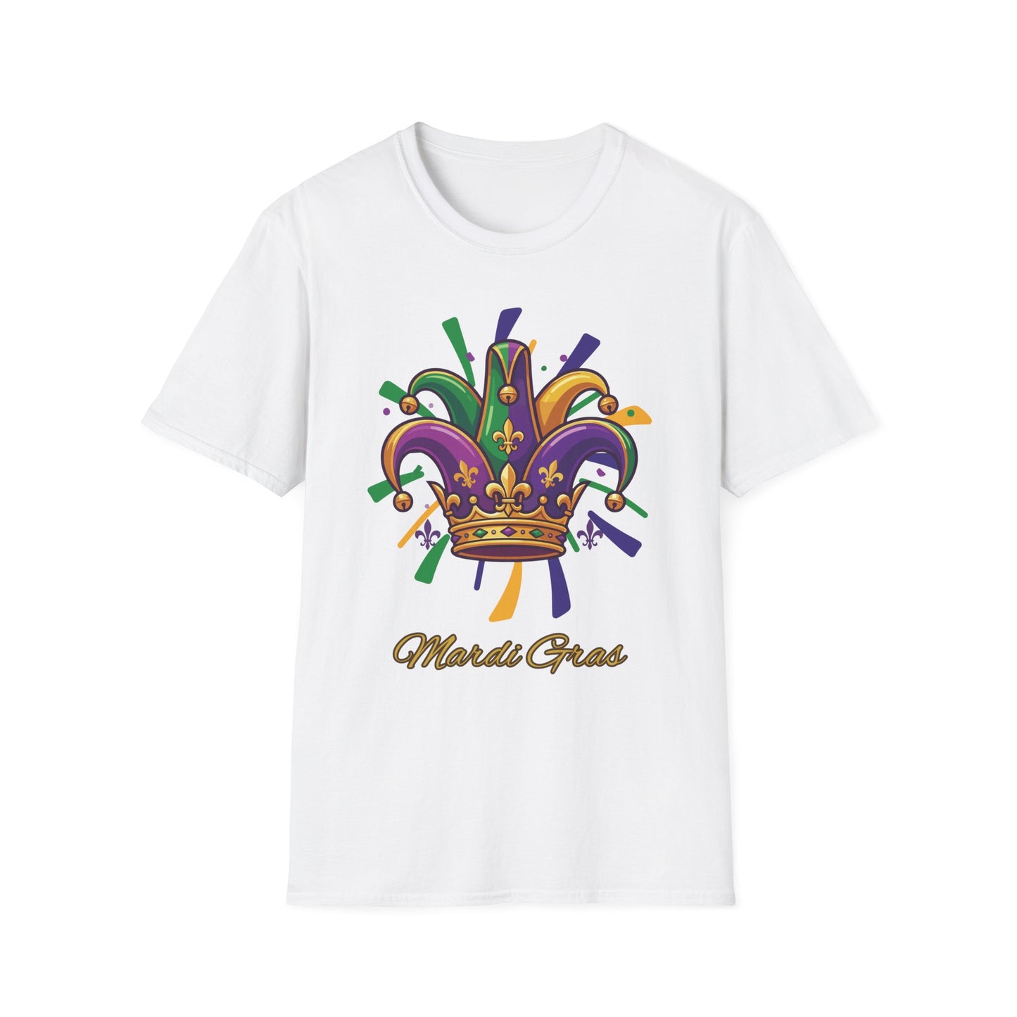 "Mardi Gras Jester Crown" T-Shirt — Colorful, Festive Tee To Wear Alone Or Layered Under A Jacket While Enjoying The Festivities!