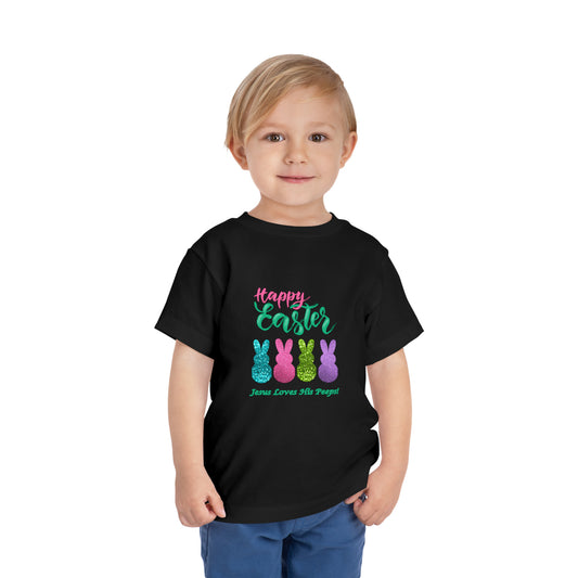 'Happy Easter-Jesus Loves His Peeps!" Toddler Short Sleeve Tee