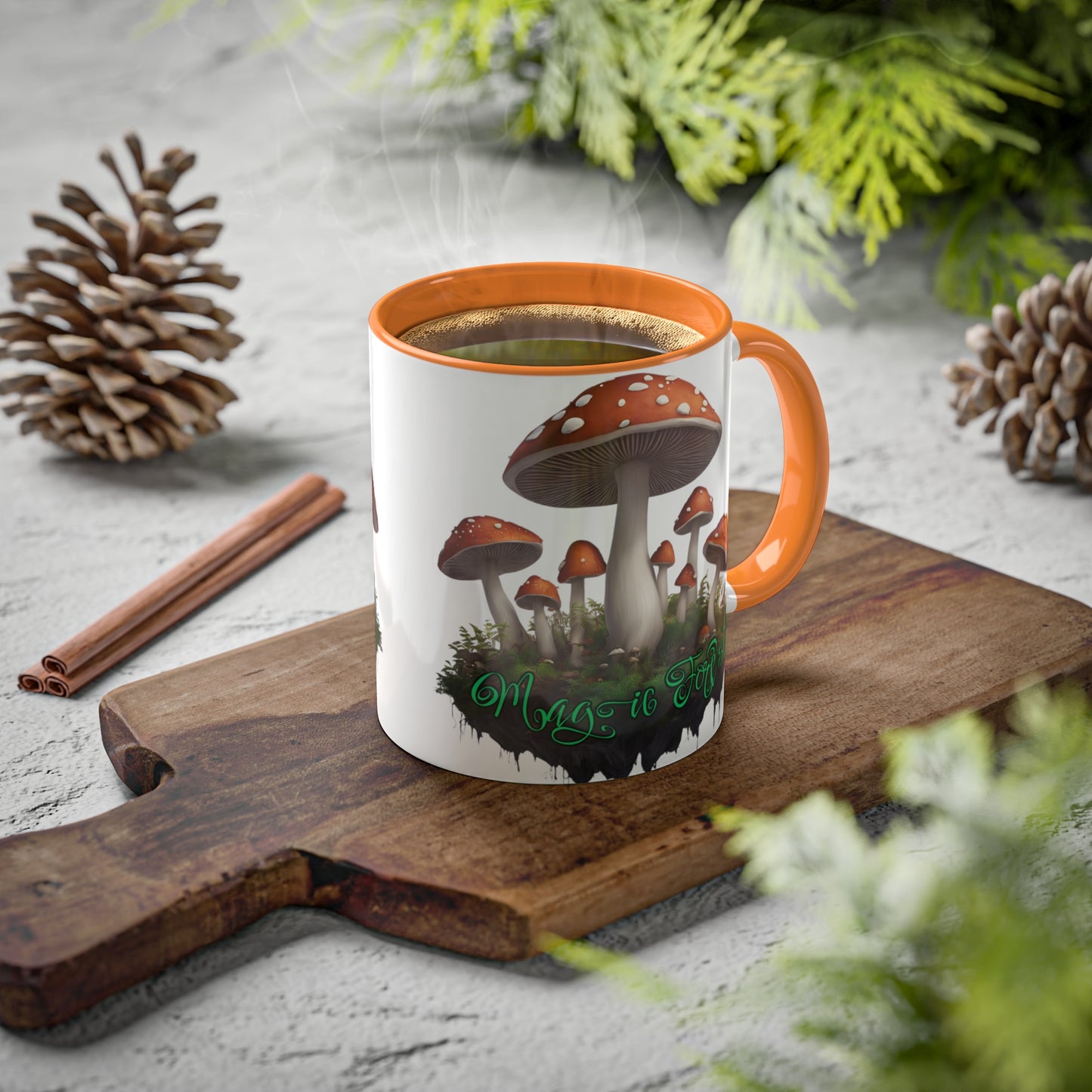 "Floating Magic Forest"  White with Colorful Accents, 11 oz Mug