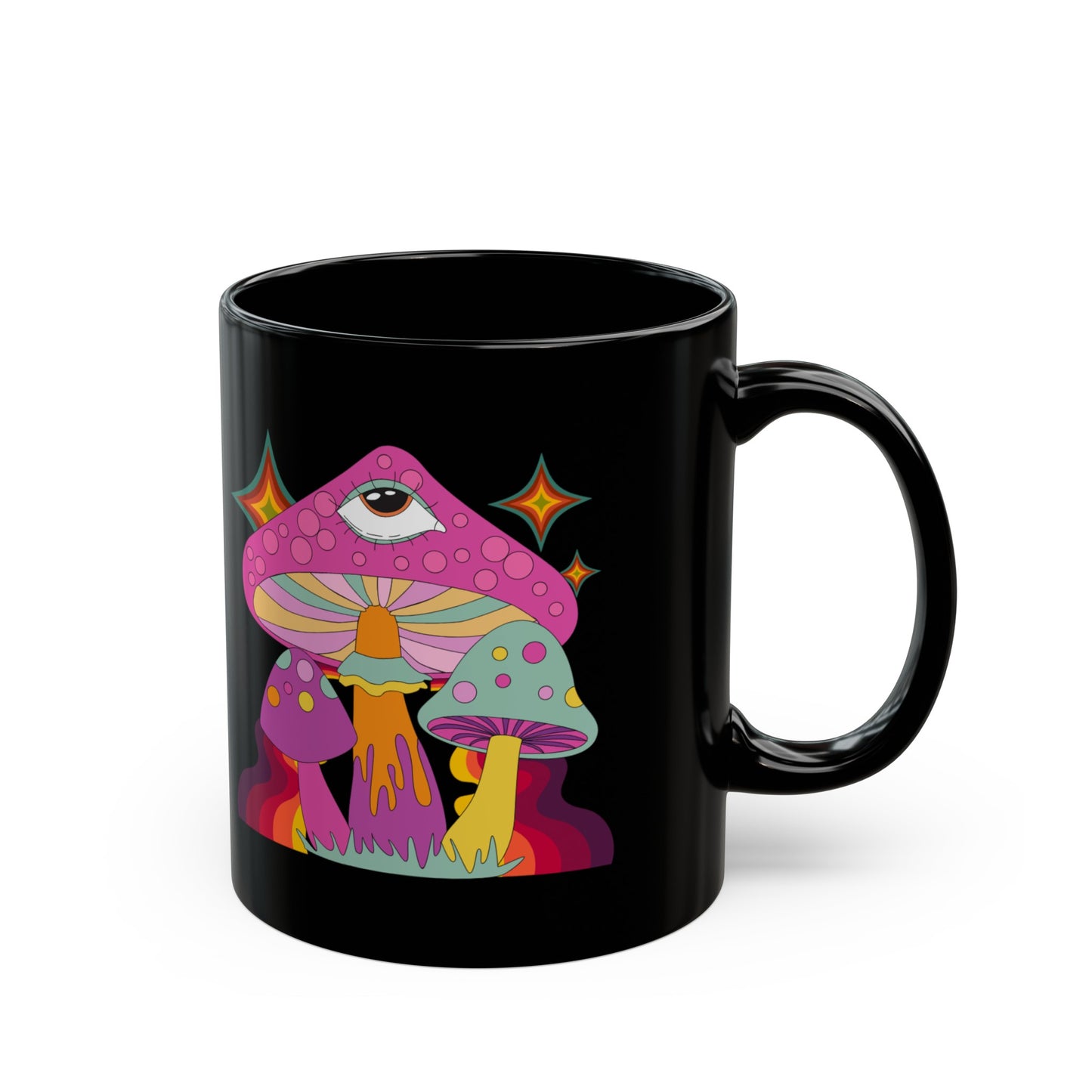 "Groovy Mushrooms" Black Mug (11 oz, 15 oz)