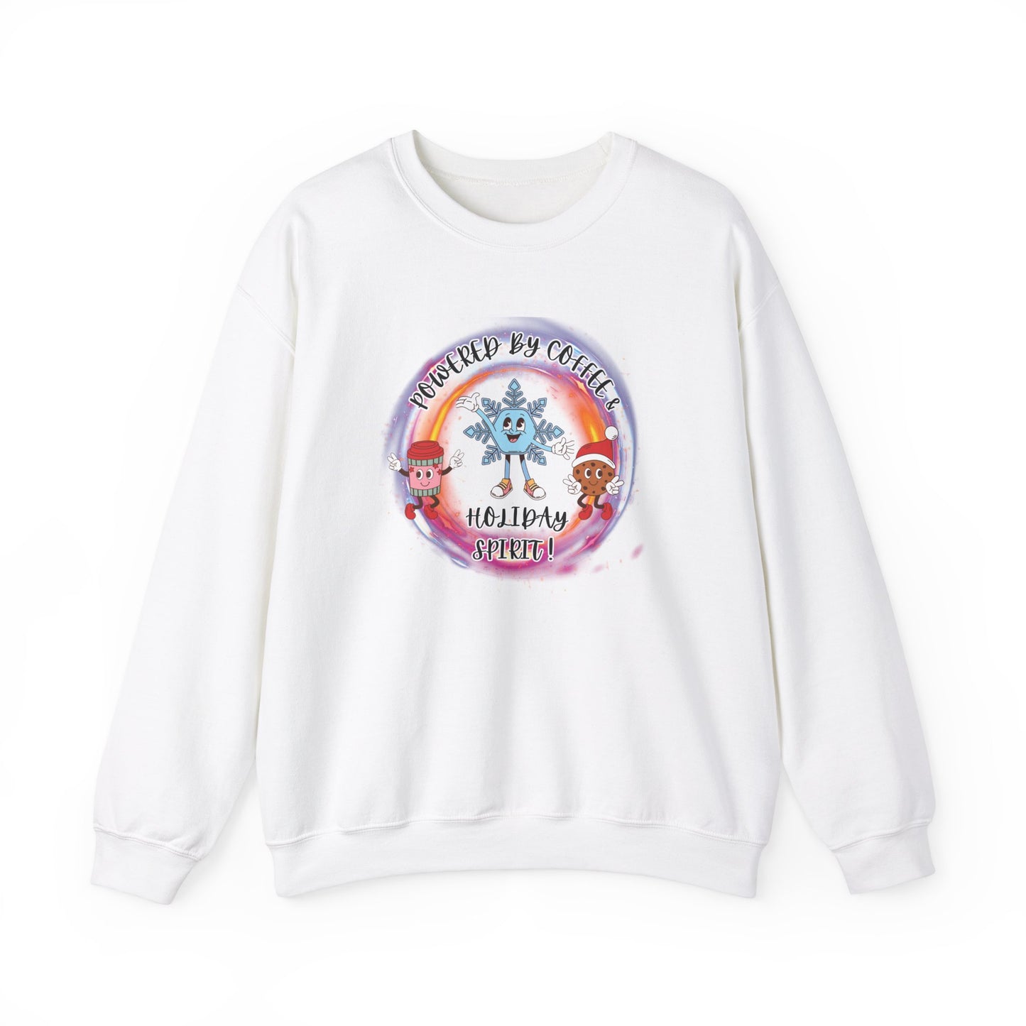 "Powered By Coffee & Holiday Spirit!" Unisex Heavy Blend™ Crewneck Sweatshirt