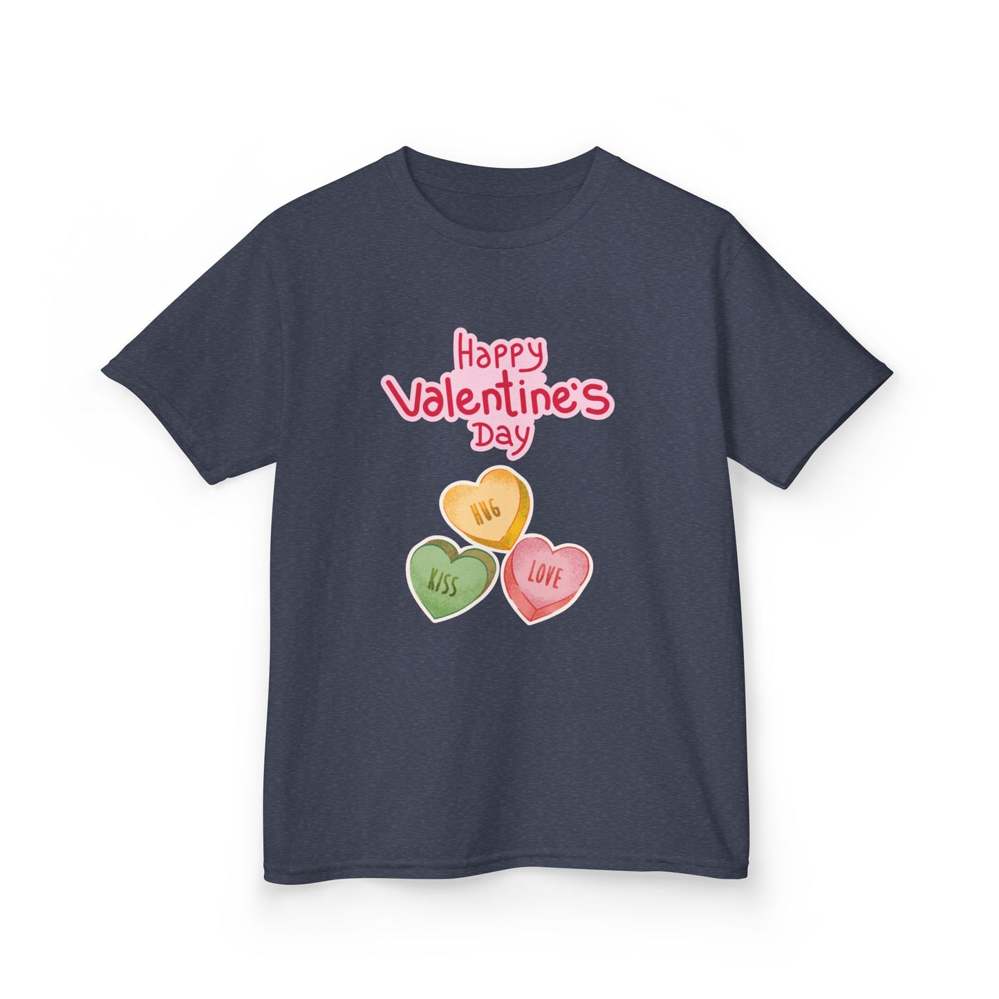 Valentine's Day Kids Tee — Candy Heart "Happy Valentine's Day" Design