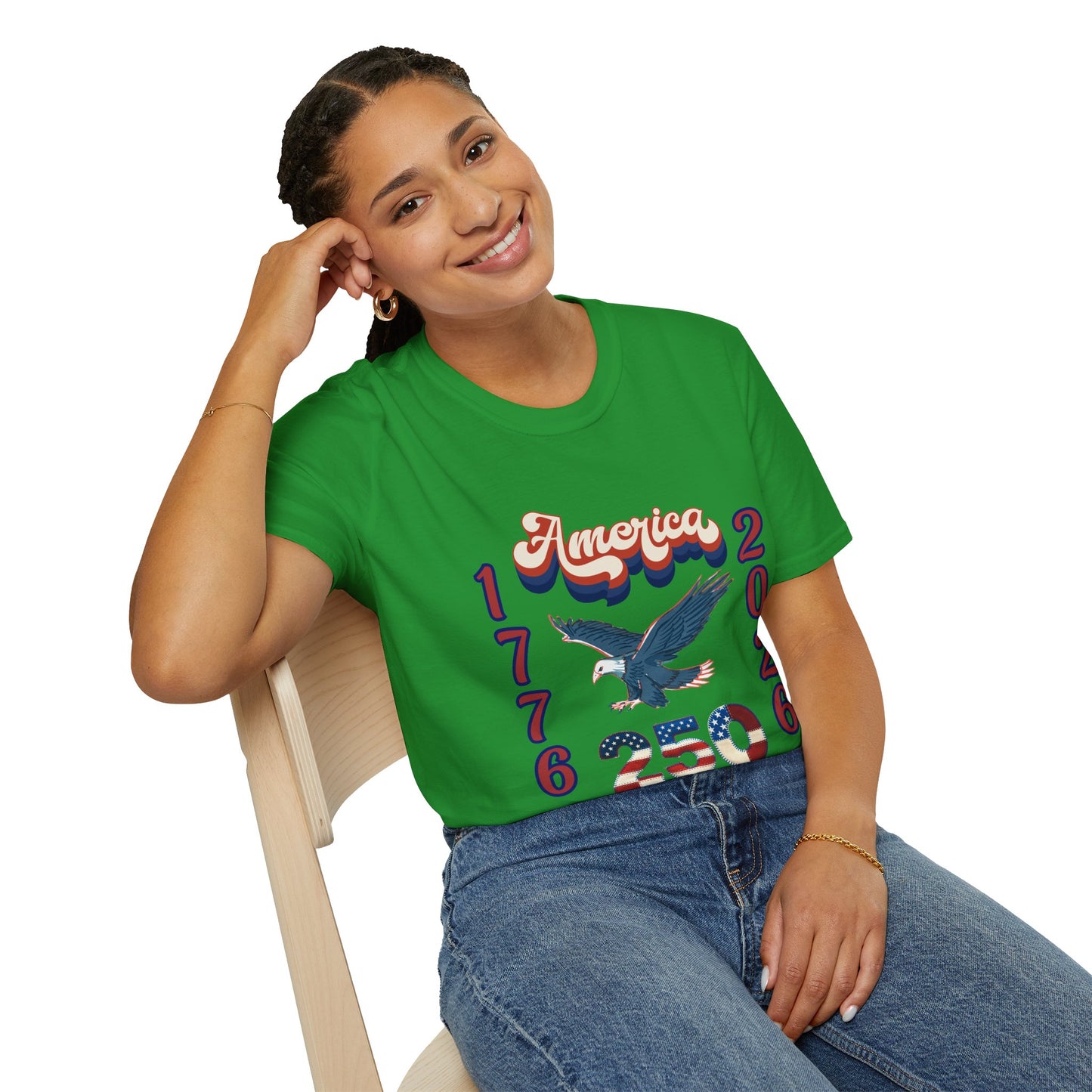 America 1776–2026 Patriotic T-Shirt — Soaring Eagle & Retro Script ,250th Anniversary Tee