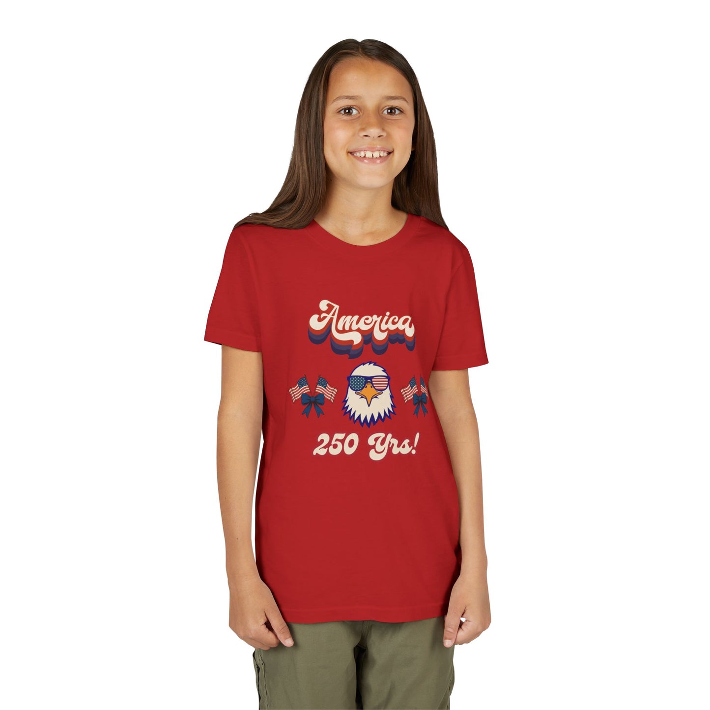 Youth Tee — Retro "America 250 yrs!" Eagle Independence Day T-Shirt