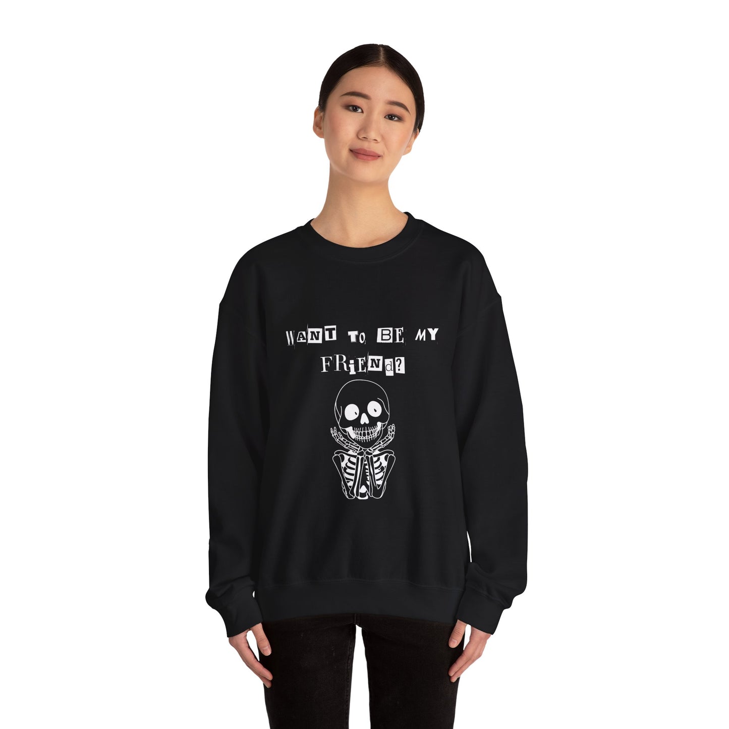 "Do You Want To Be My Friend?" Cozy and Quirky  Unisex Crewneck Sweatshirt for Halloween!